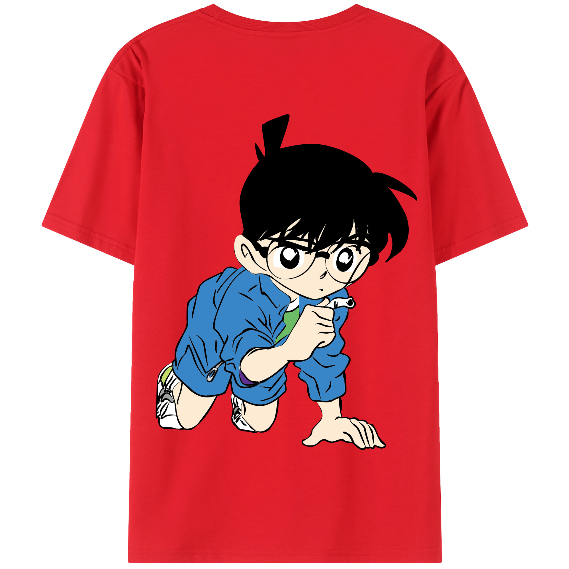 （画像用） 名探偵コナン 江戸川 コナン Detective Conan Conan Edogawa 綿100％半袖Tシャツ（背面プリント）