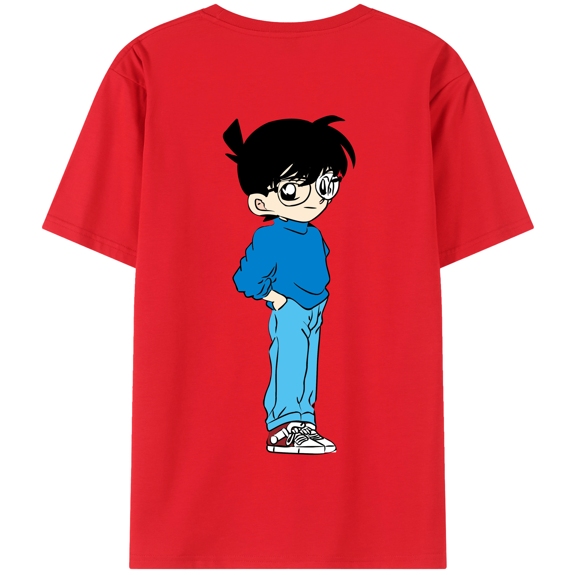 （画像用） 名探偵コナン 江戸川 コナン Detective Conan Conan Edogawa 綿100％半袖Tシャツ（背面プリント）