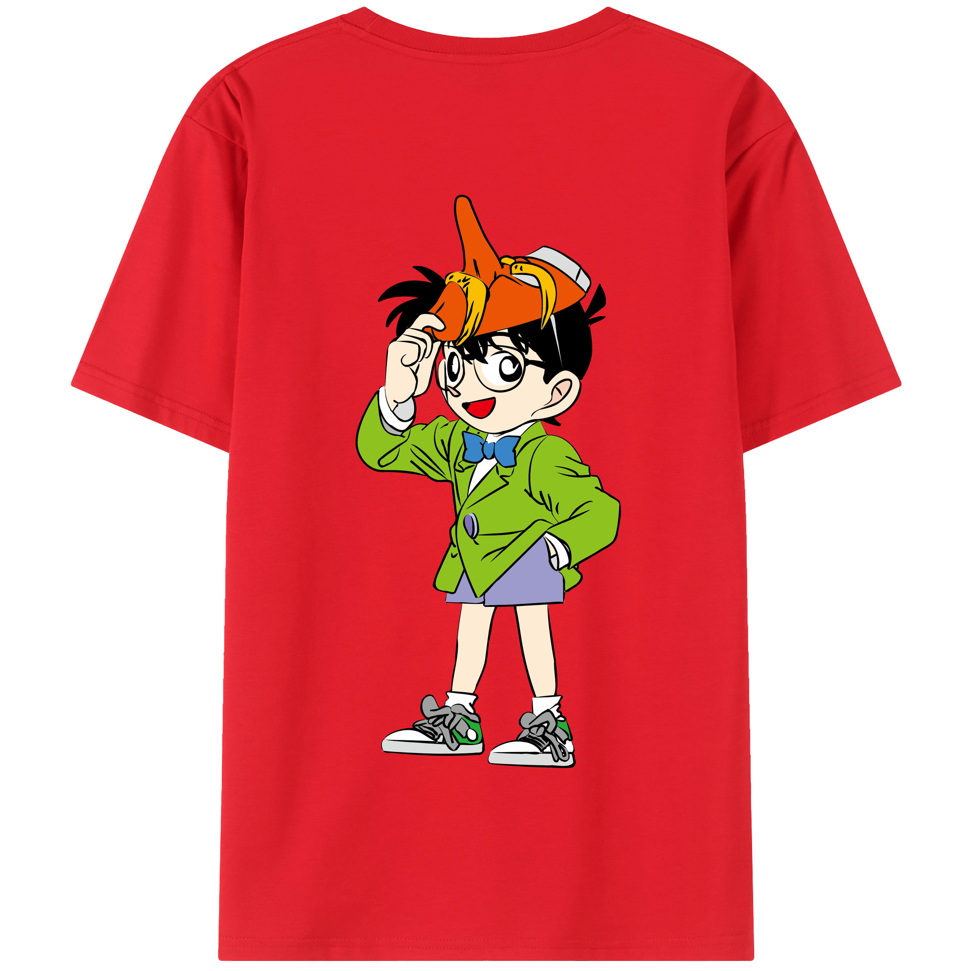 （画像用） 名探偵コナン 江戸川 コナン Detective Conan Conan Edogawa 綿100％半袖Tシャツ（背面プリント）