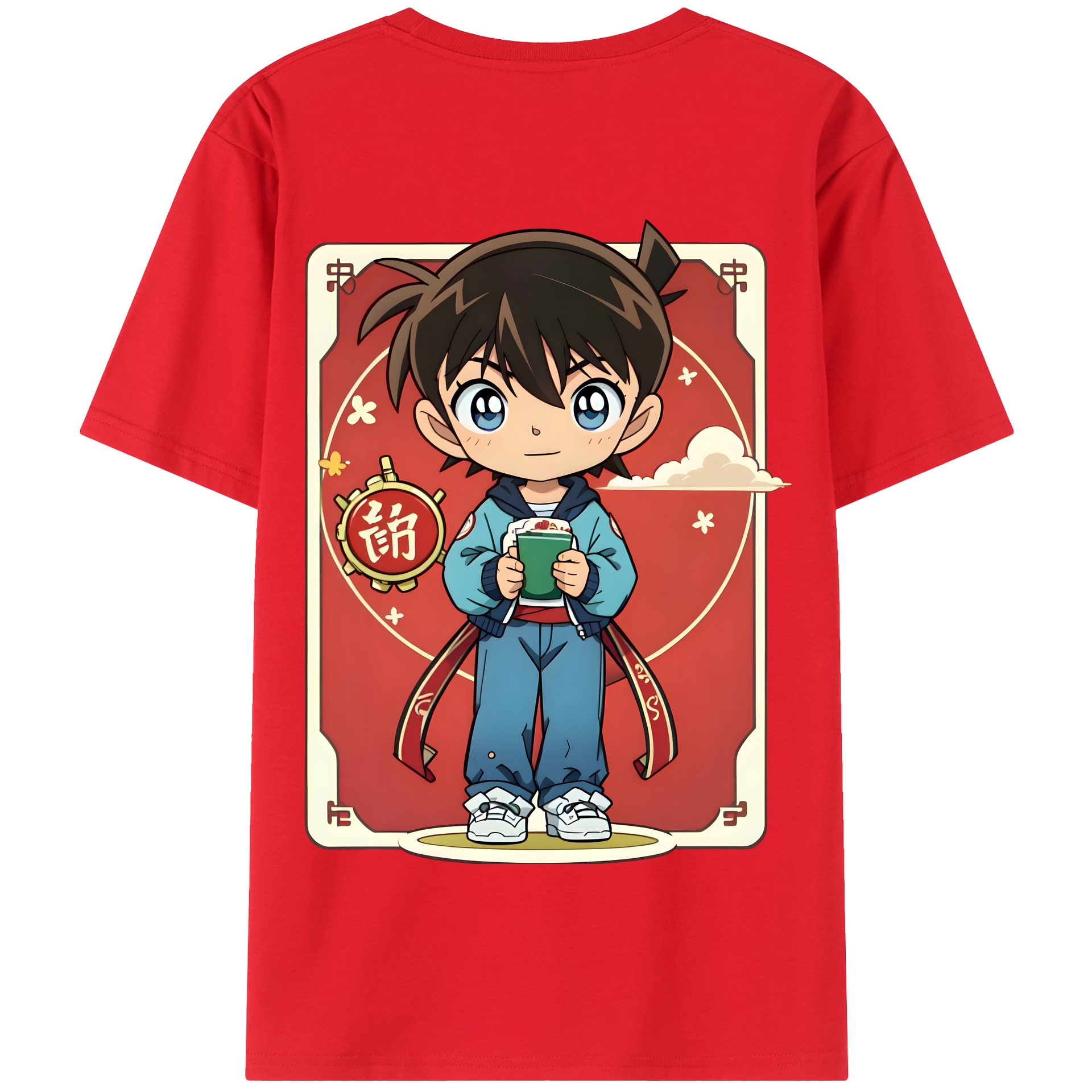 （画像用） 名探偵コナン 江戸川 コナン Detective Conan Conan Edogawa 綿100％半袖Tシャツ（背面プリント）