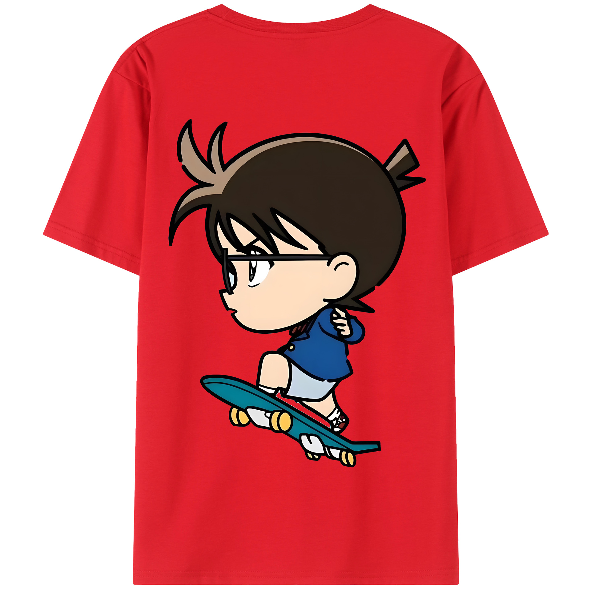 （画像用） 名探偵コナン 江戸川 コナン Detective Conan Conan Edogawa 綿100％半袖Tシャツ（背面プリント）