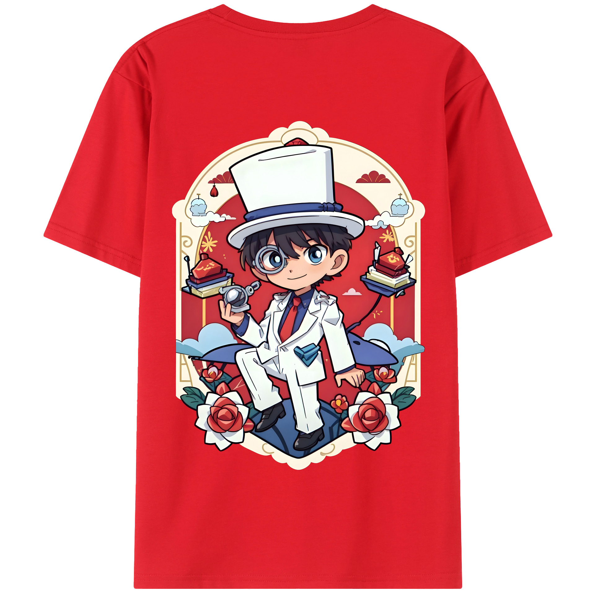（画像用） 名探偵コナン くろば かいと Detective Conan Kuroba Kaito 綿100％半袖Tシャツ（背面プリント）