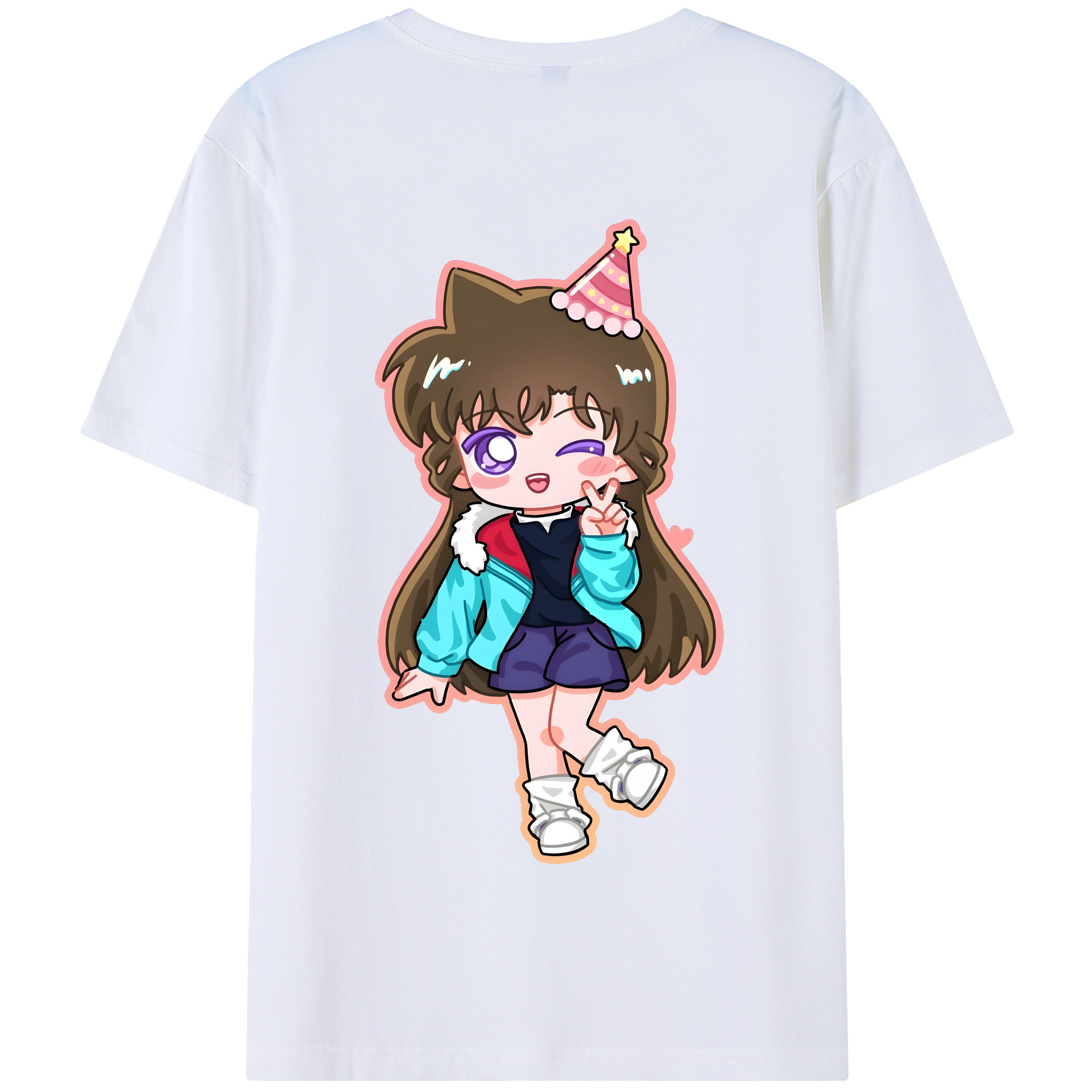 （画像用） 名探偵コナン 毛利 蘭 もうり らん、モーリ ラン Detective Conan Rachel Moore 綿100％半袖Tシャツ（背面プリント）