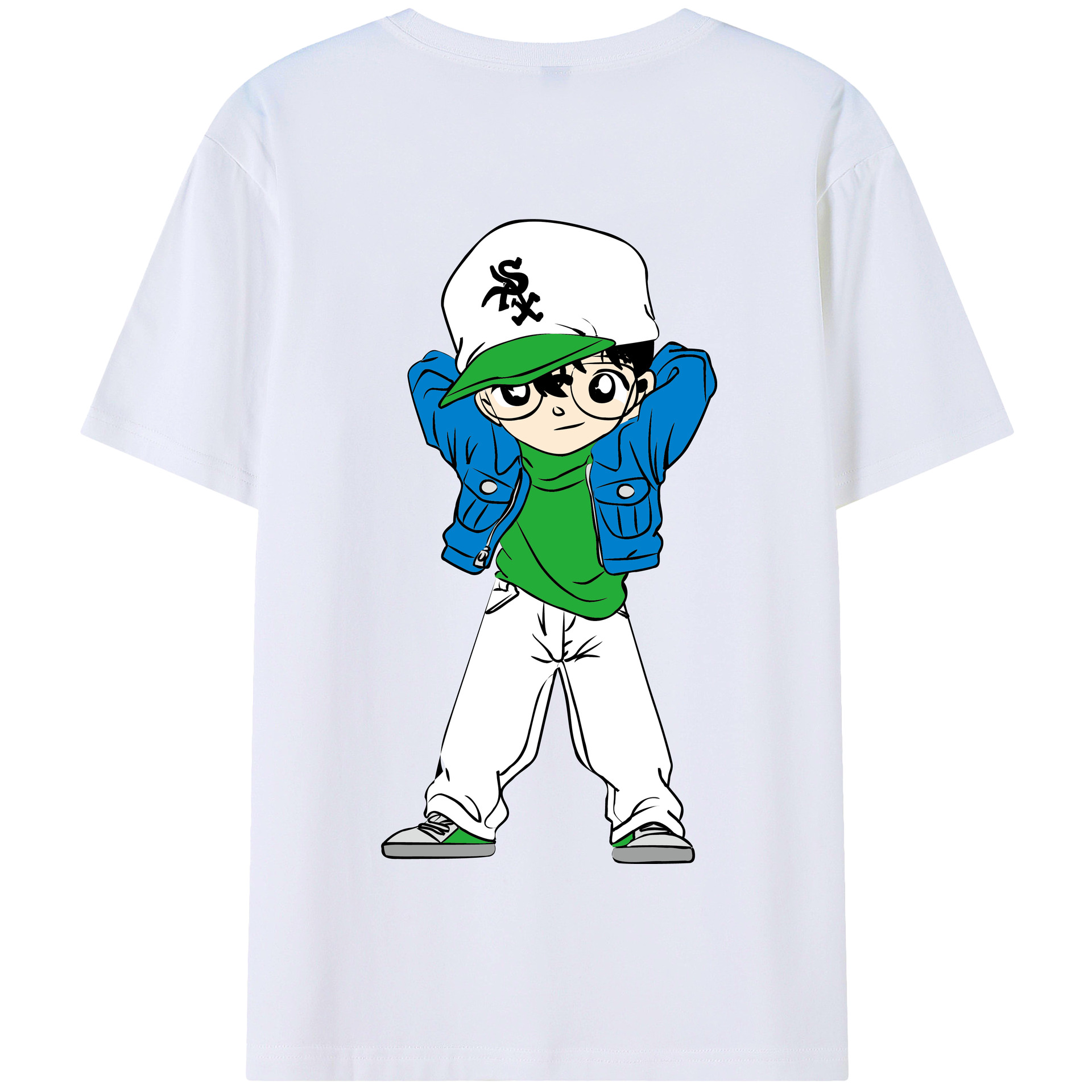 （画像用） 名探偵コナン 江戸川 コナン Detective Conan Conan Edogawa 綿100％半袖Tシャツ（背面プリント）