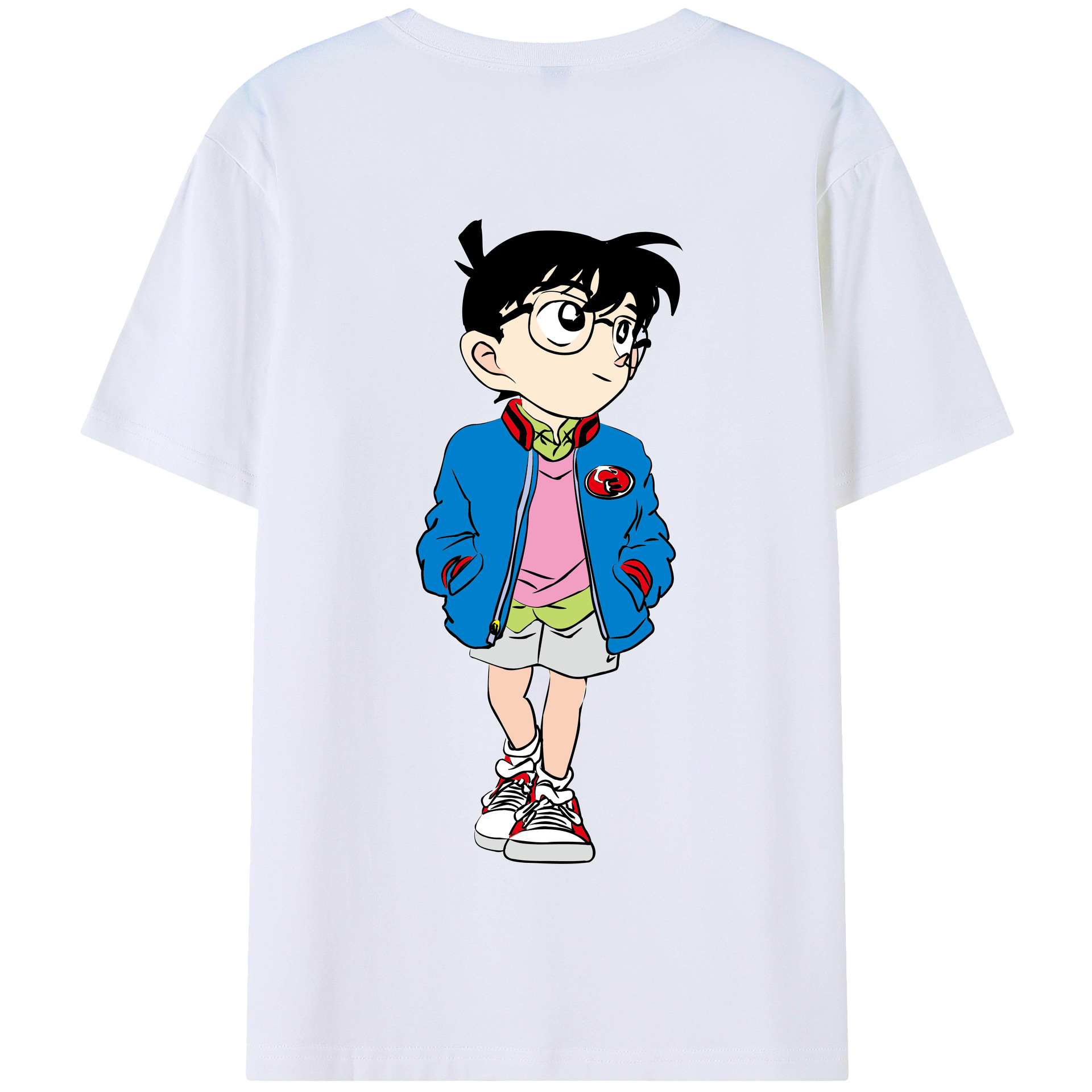 （画像用） 名探偵コナン 江戸川 コナン Detective Conan Conan Edogawa 綿100％半袖Tシャツ（背面プリント）