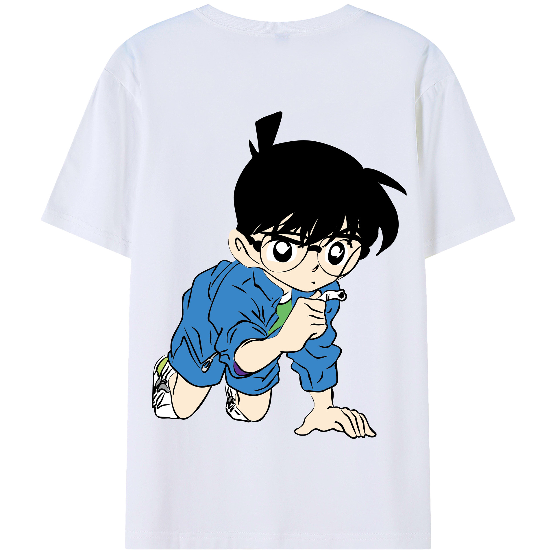（画像用） 名探偵コナン 江戸川 コナン Detective Conan Conan Edogawa 綿100％半袖Tシャツ（背面プリント）