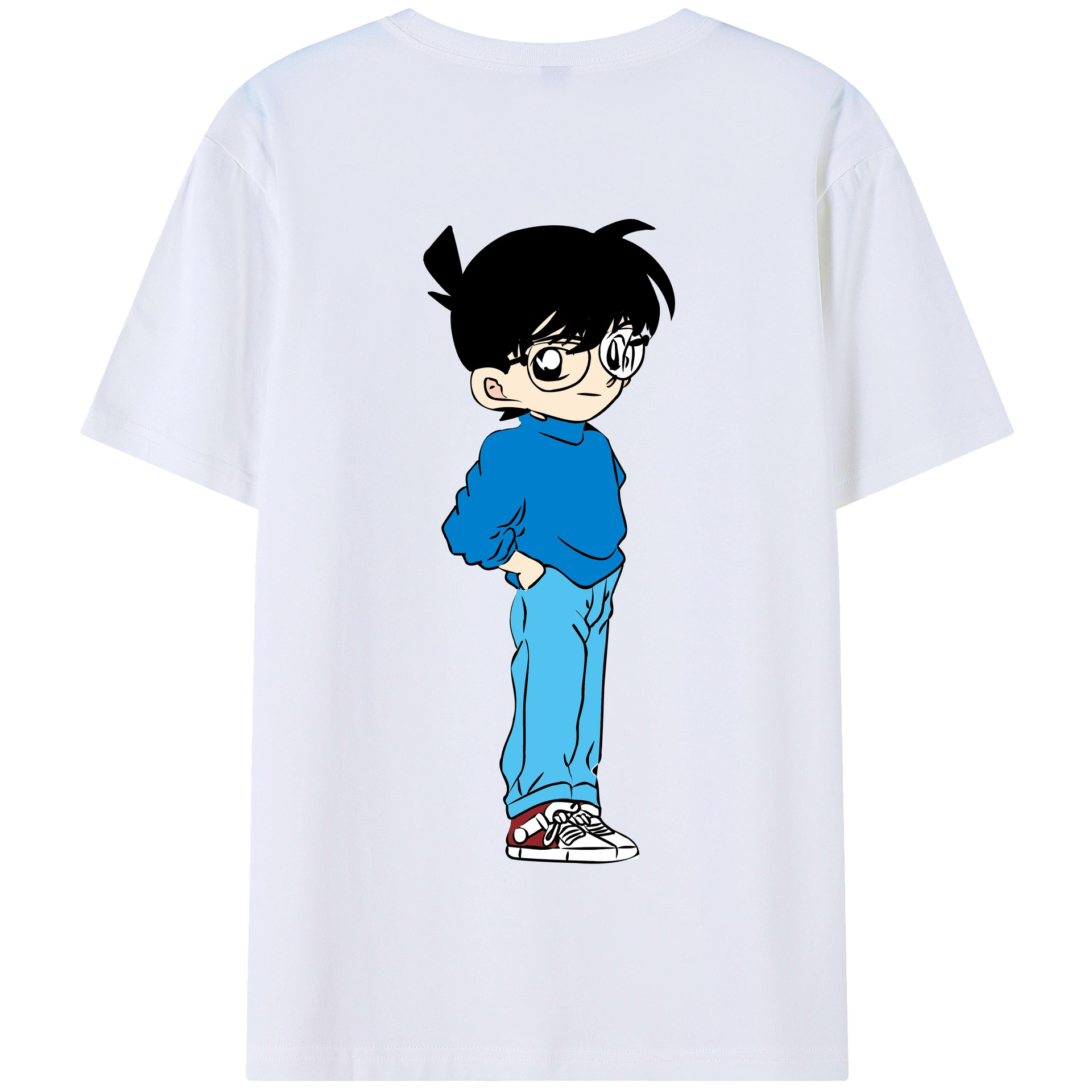 （画像用） 名探偵コナン 江戸川 コナン Detective Conan Conan Edogawa 綿100％半袖Tシャツ（背面プリント）
