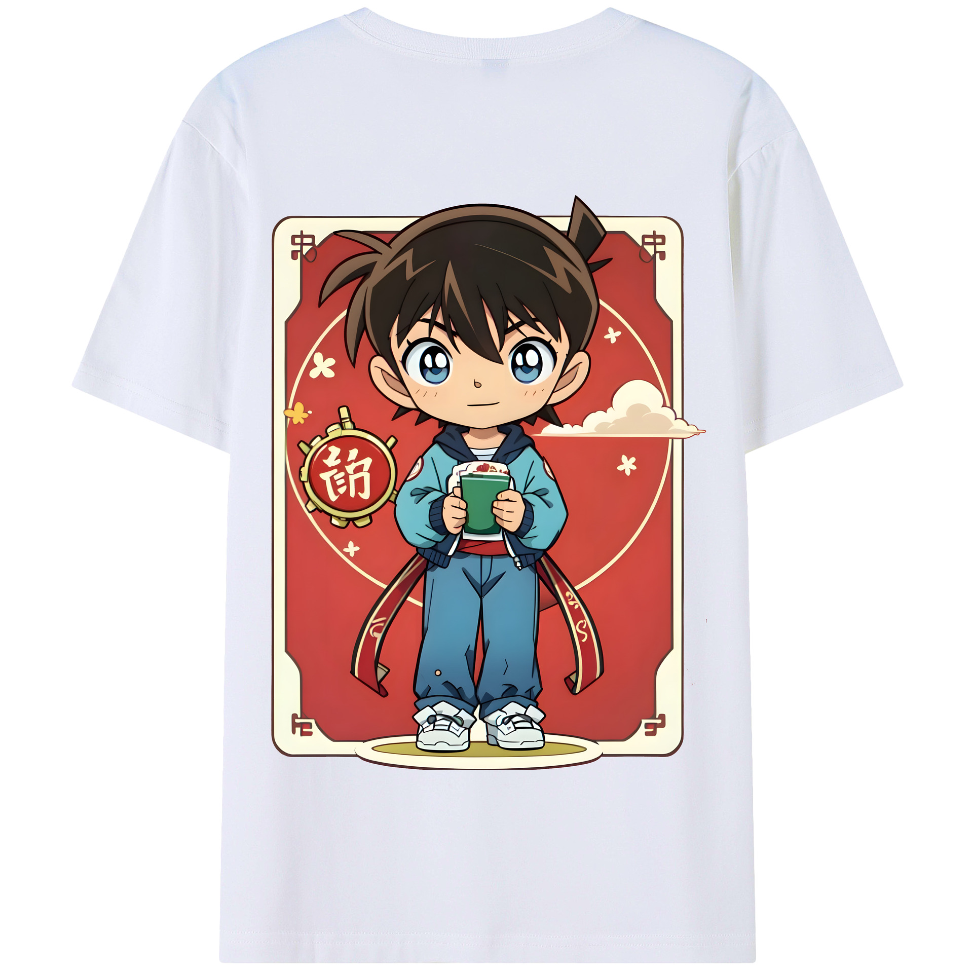 （画像用） 名探偵コナン 江戸川 コナン Detective Conan Conan Edogawa 綿100％半袖Tシャツ（背面プリント）