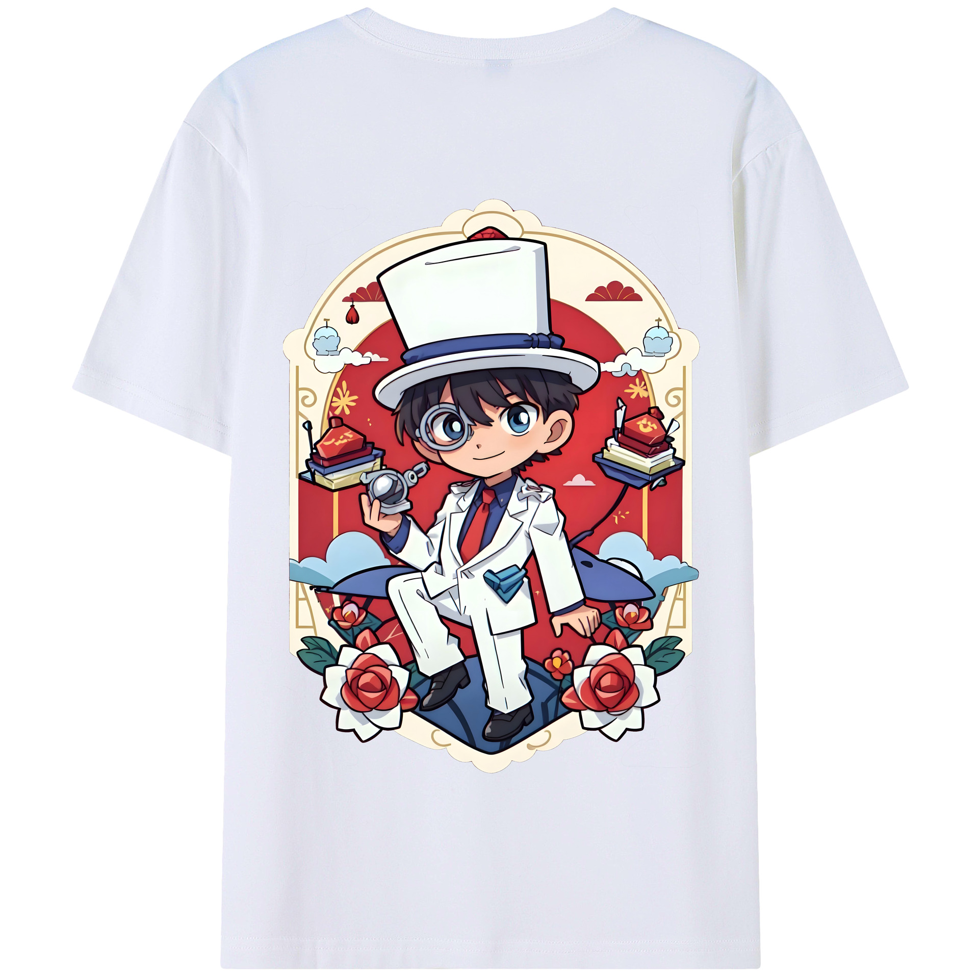 （画像用） 名探偵コナン くろば かいと Detective Conan Kuroba Kaito 綿100％半袖Tシャツ（背面プリント）