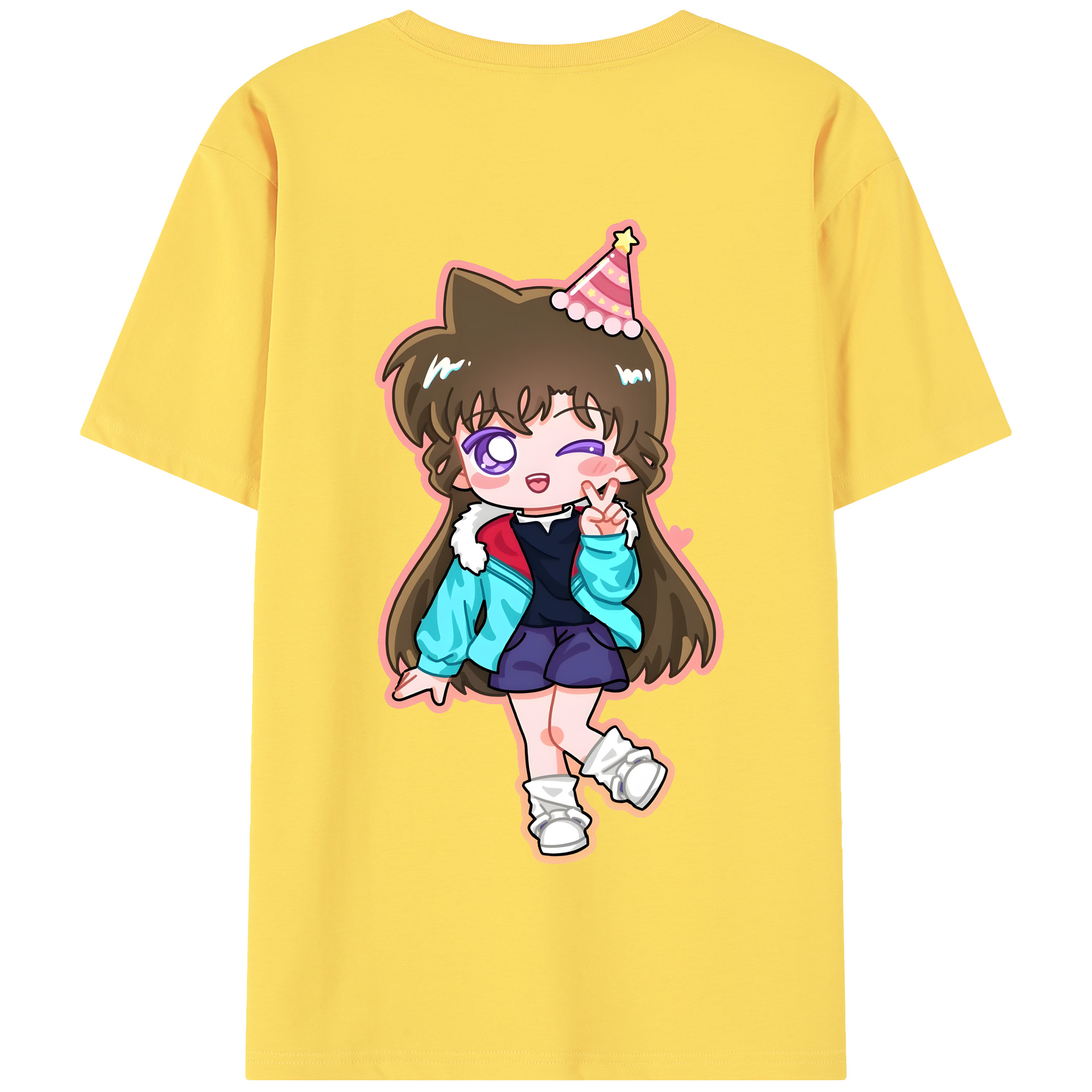 （画像用） 名探偵コナン 毛利 蘭 もうり らん、モーリ ラン Detective Conan Rachel Moore 綿100％半袖Tシャツ（背面プリント）