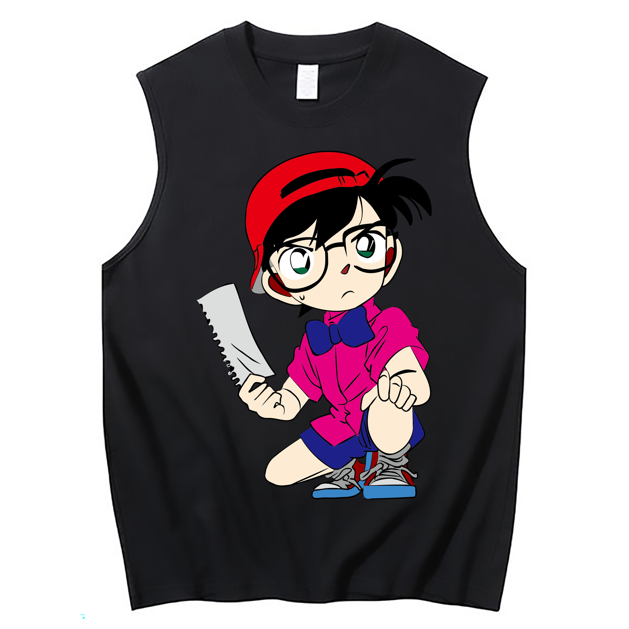 （画像用） 名探偵コナン 江戸川 コナン Detective Conan Conan Edogawa コットン100％タンクトップ（フロントプリント）