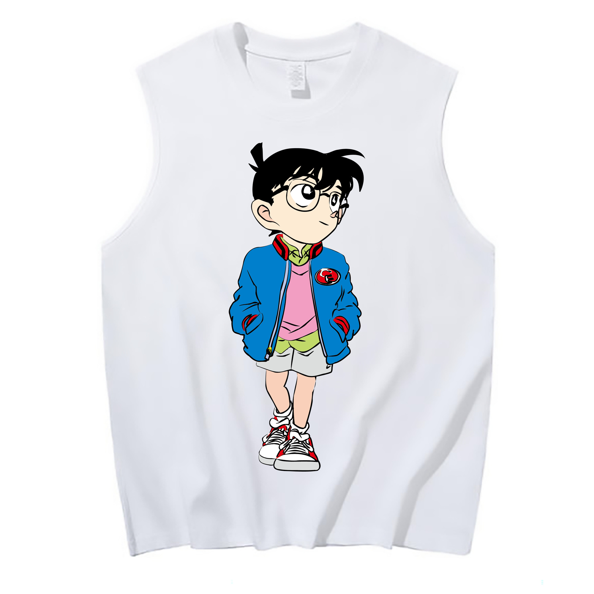 （画像用） 名探偵コナン 江戸川 コナン Detective Conan Conan Edogawa コットン100％タンクトップ（フロントプリント）