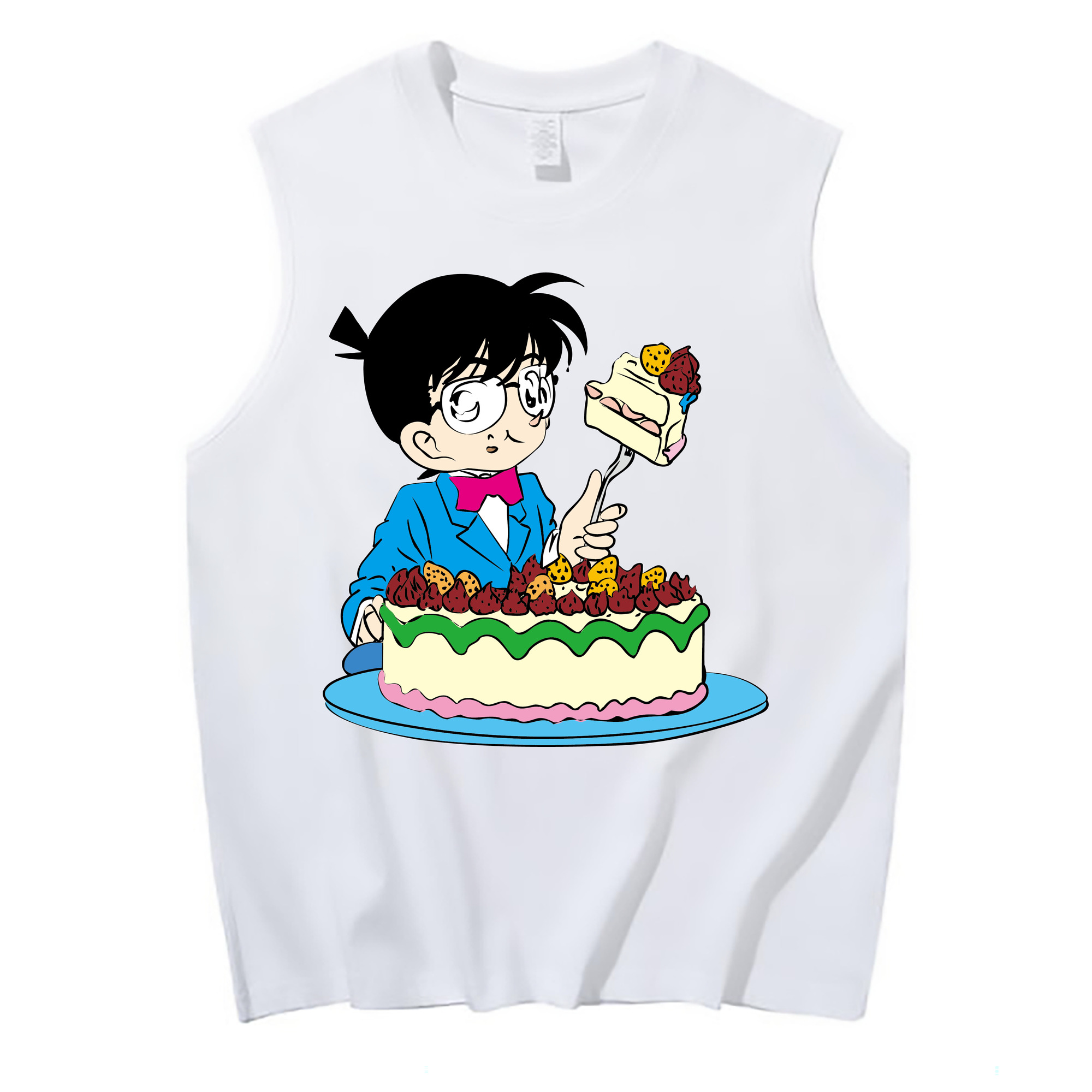 （画像用） 名探偵コナン 江戸川 コナン Detective Conan Conan Edogawa コットン100％タンクトップ（フロントプリント）