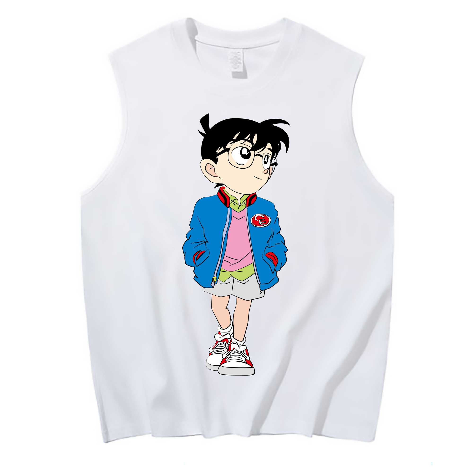 （画像用） 名探偵コナン 江戸川 コナン Detective Conan Conan Edogawa コットン100％タンクトップ（フロントプリント）
