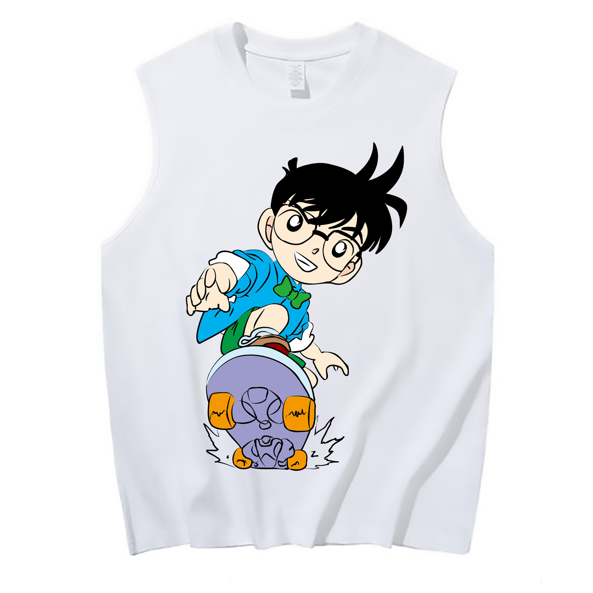 （画像用） 名探偵コナン 江戸川 コナン Detective Conan Conan Edogawa コットン100％タンクトップ（フロントプリント）