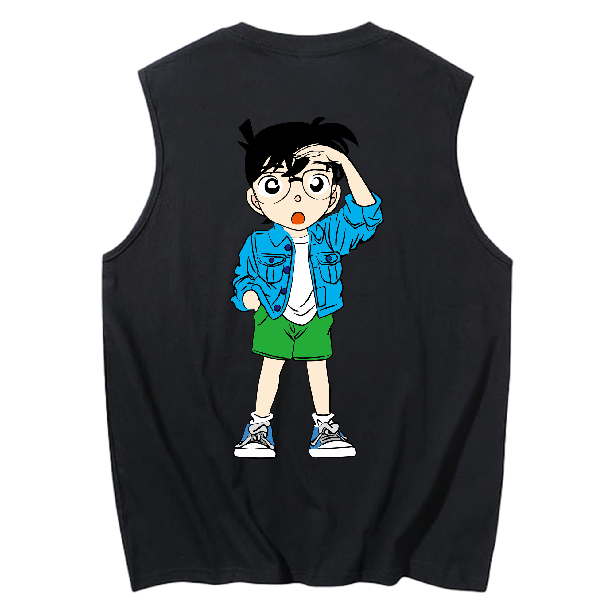 （画像用） 名探偵コナン 江戸川 コナン Detective Conan Conan Edogawa コットン100％タンクトップ（背面プリント）