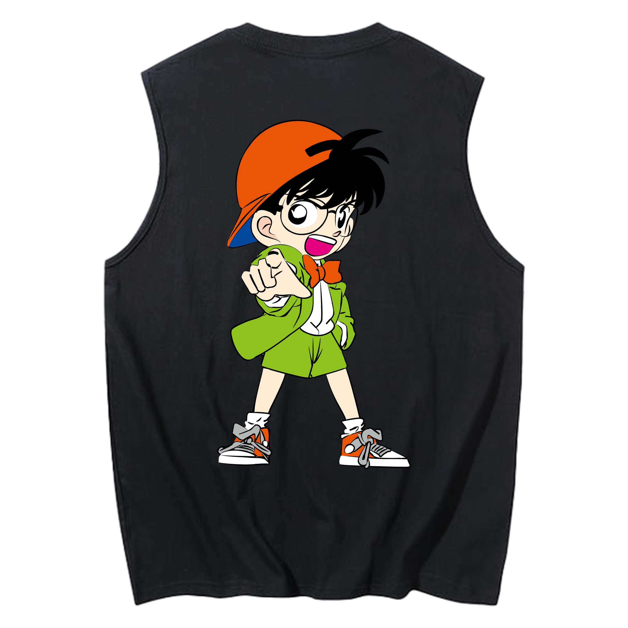 （画像用） 名探偵コナン 江戸川 コナン Detective Conan Conan Edogawa コットン100％タンクトップ（背面プリント）