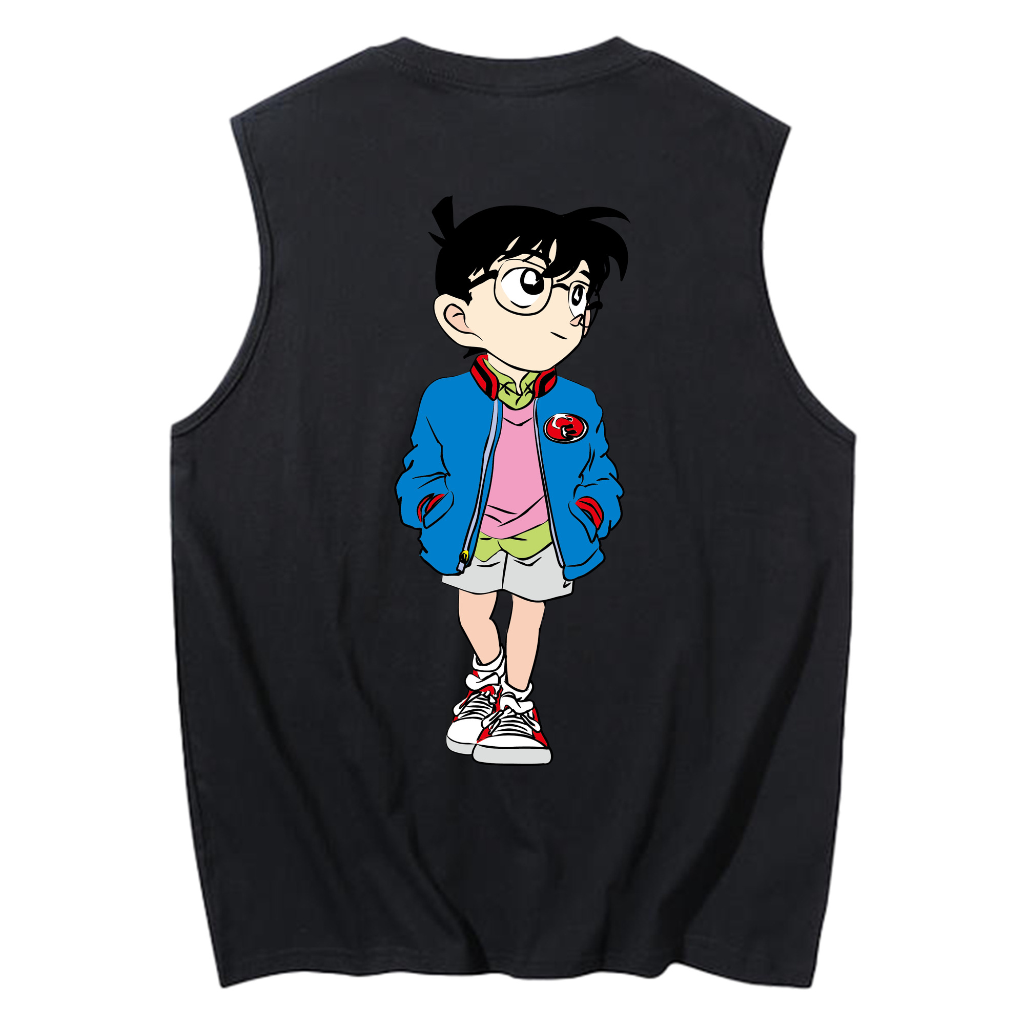 （画像用） 名探偵コナン 江戸川 コナン Detective Conan Conan Edogawa コットン100％タンクトップ（背面プリント）