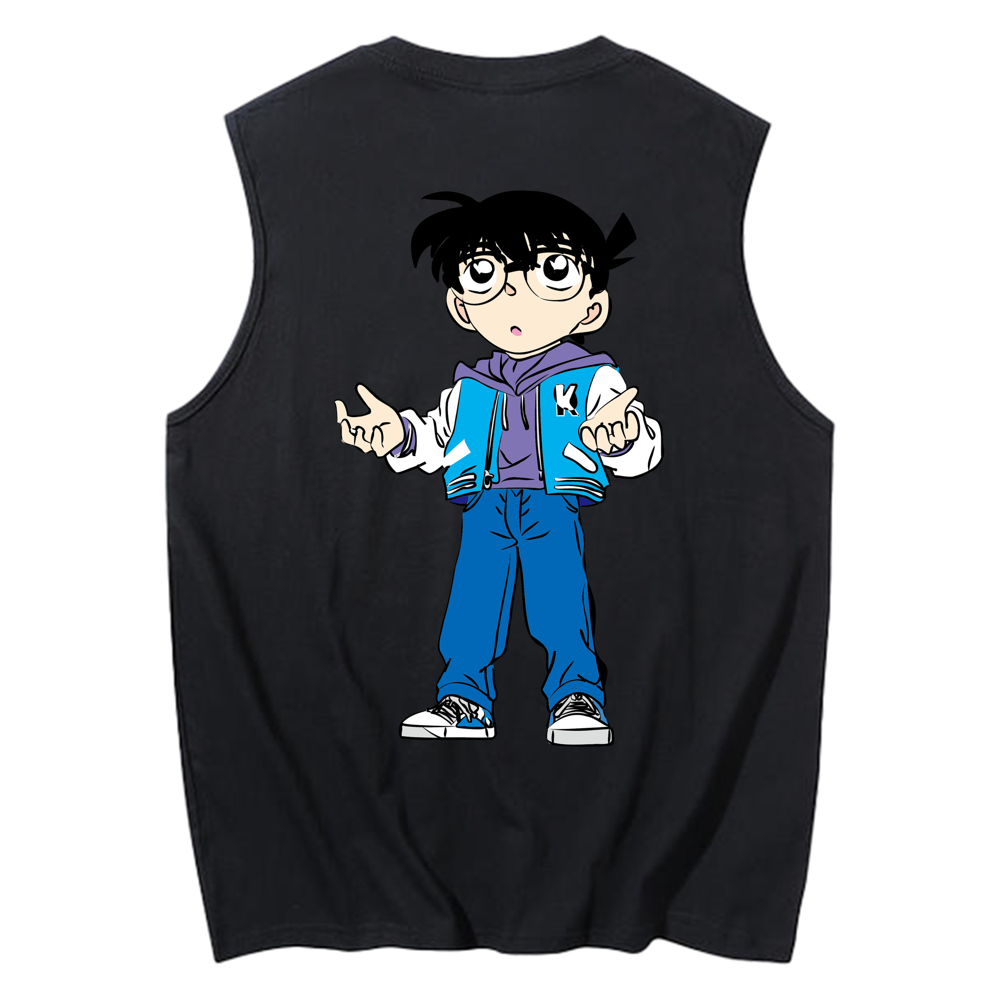 （画像用） 名探偵コナン 江戸川 コナン Detective Conan Conan Edogawa コットン100％タンクトップ（背面プリント）