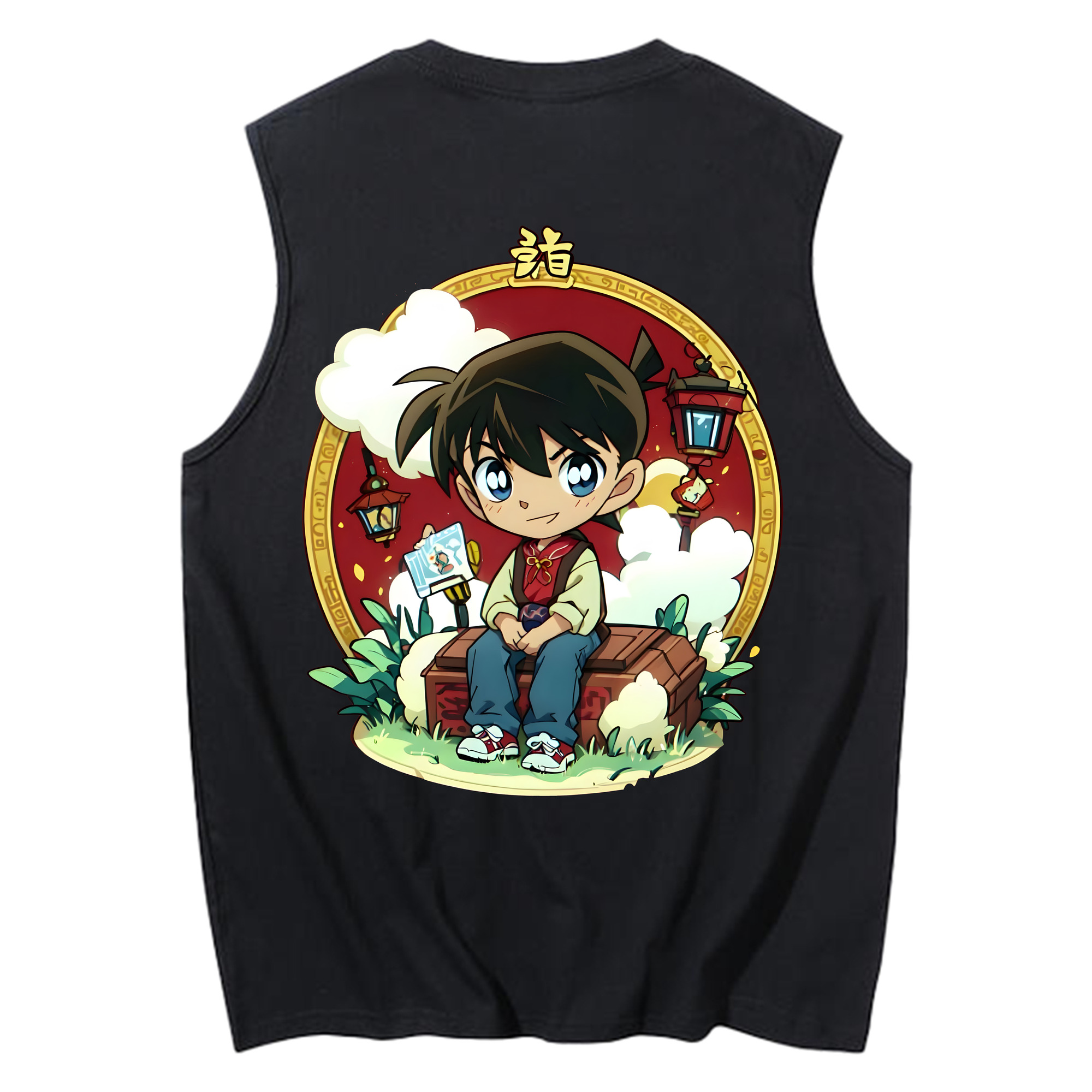 （画像用） 名探偵コナン 江戸川 コナン Detective Conan Conan Edogawa コットン100％タンクトップ（背面プリント）