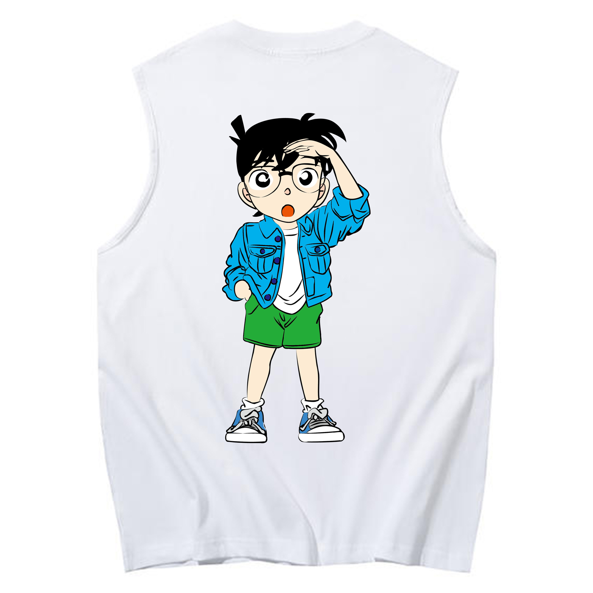 （画像用） 名探偵コナン 江戸川 コナン Detective Conan Conan Edogawa コットン100％タンクトップ（背面プリント）
