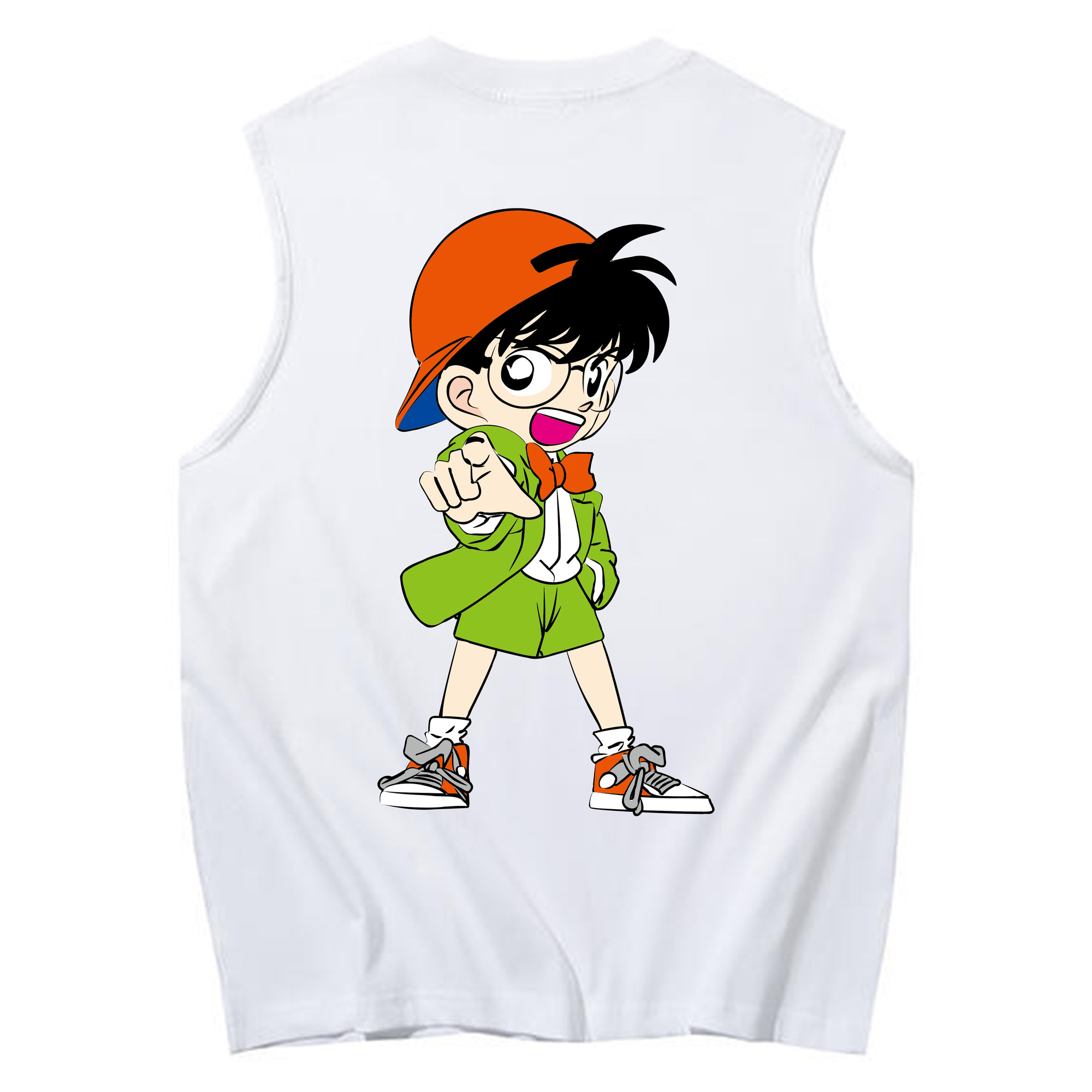 （画像用） 名探偵コナン 江戸川 コナン Detective Conan Conan Edogawa コットン100％タンクトップ（背面プリント）