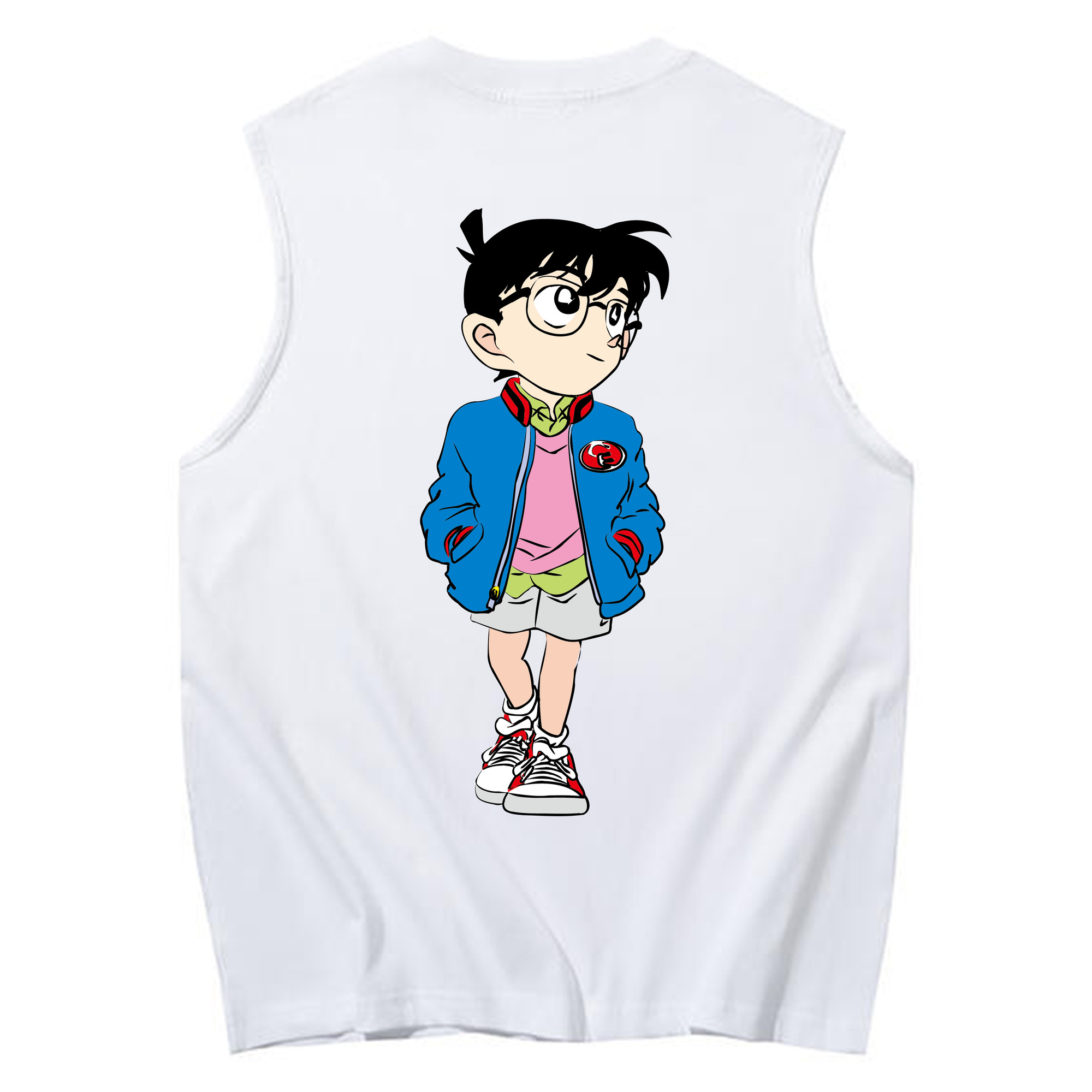 （画像用） 名探偵コナン 江戸川 コナン Detective Conan Conan Edogawa コットン100％タンクトップ（背面プリント）