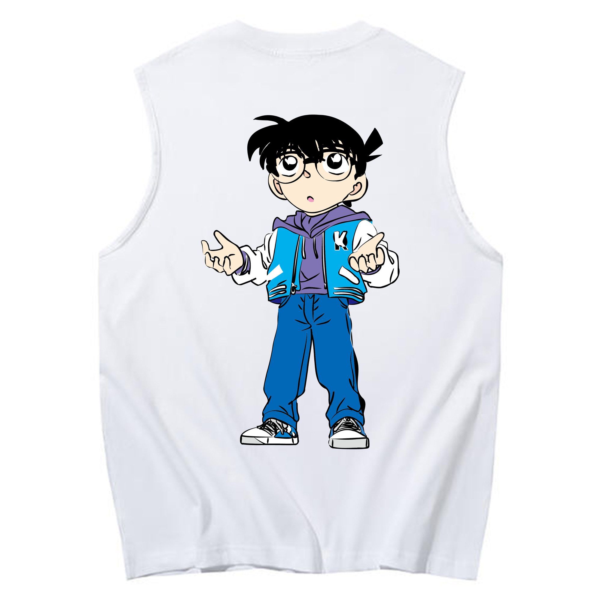 （画像用） 名探偵コナン 江戸川 コナン Detective Conan Conan Edogawa コットン100％タンクトップ（背面プリント）