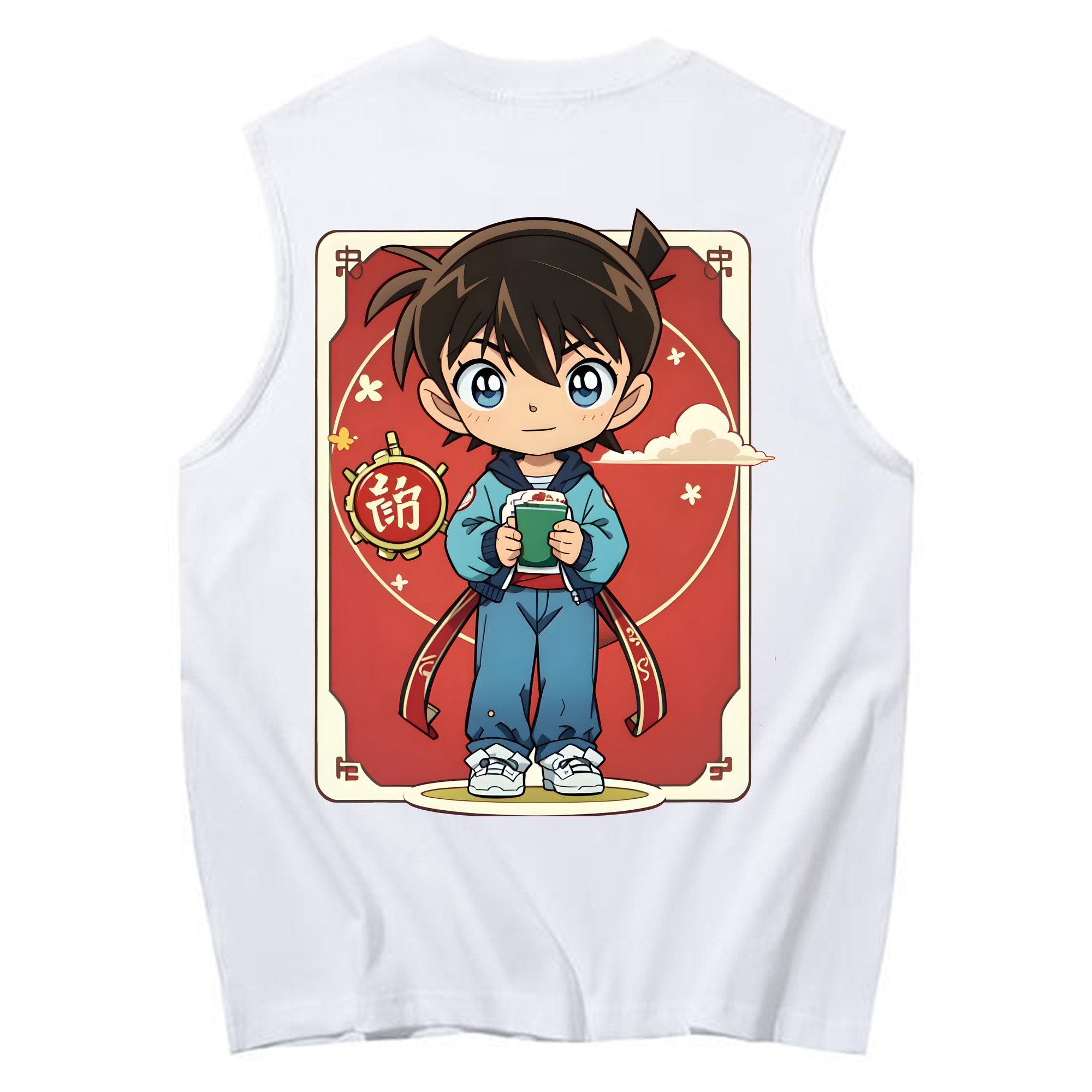 （画像用） 名探偵コナン 江戸川 コナン Detective Conan Conan Edogawa コットン100％タンクトップ（背面プリント）