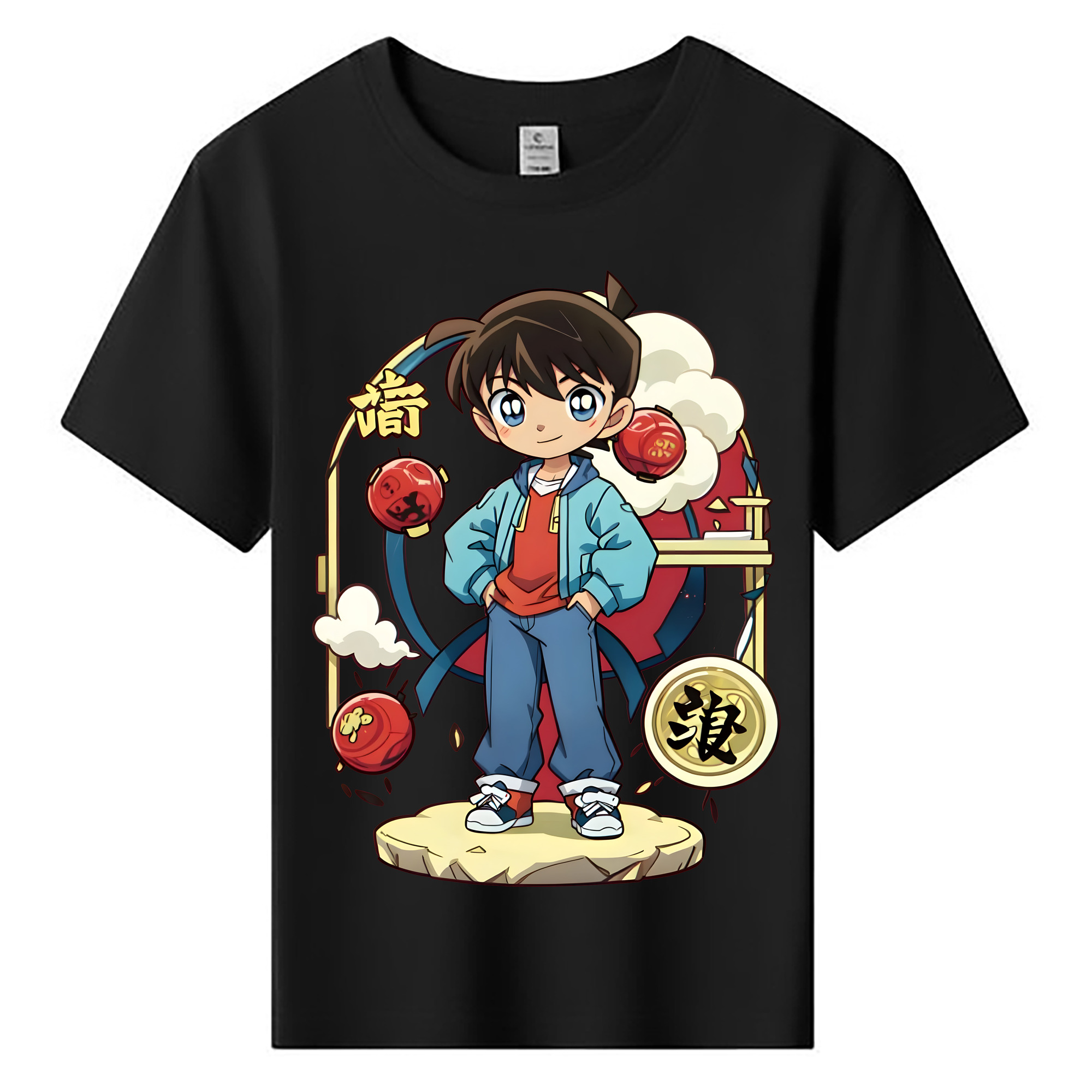 （画像用） 名探偵コナン 江戸川 コナン Detective Conan Conan Edogawa 綿100％キッズTシャツ（フロントプリント）