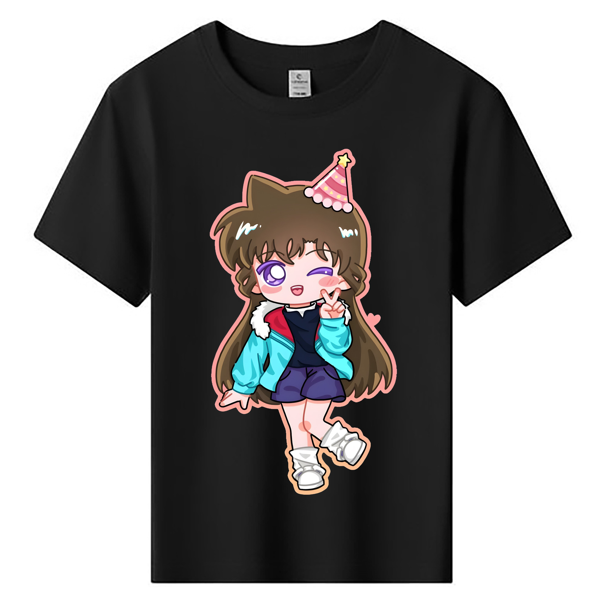 （画像用） 名探偵コナン 毛利 蘭 もうり らん、モーリ ラン Detective Conan Rachel Moore 綿100％キッズTシャツ（フロントプリント）