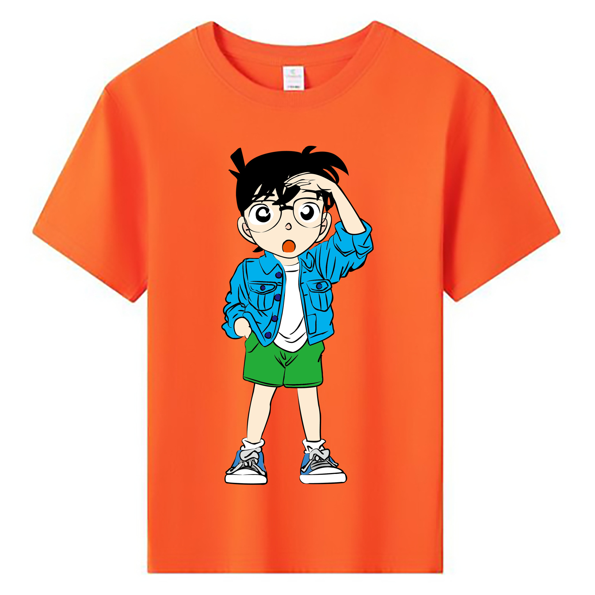 （画像用） 名探偵コナン 江戸川 コナン Detective Conan Conan Edogawa 綿100％キッズTシャツ（フロントプリント）