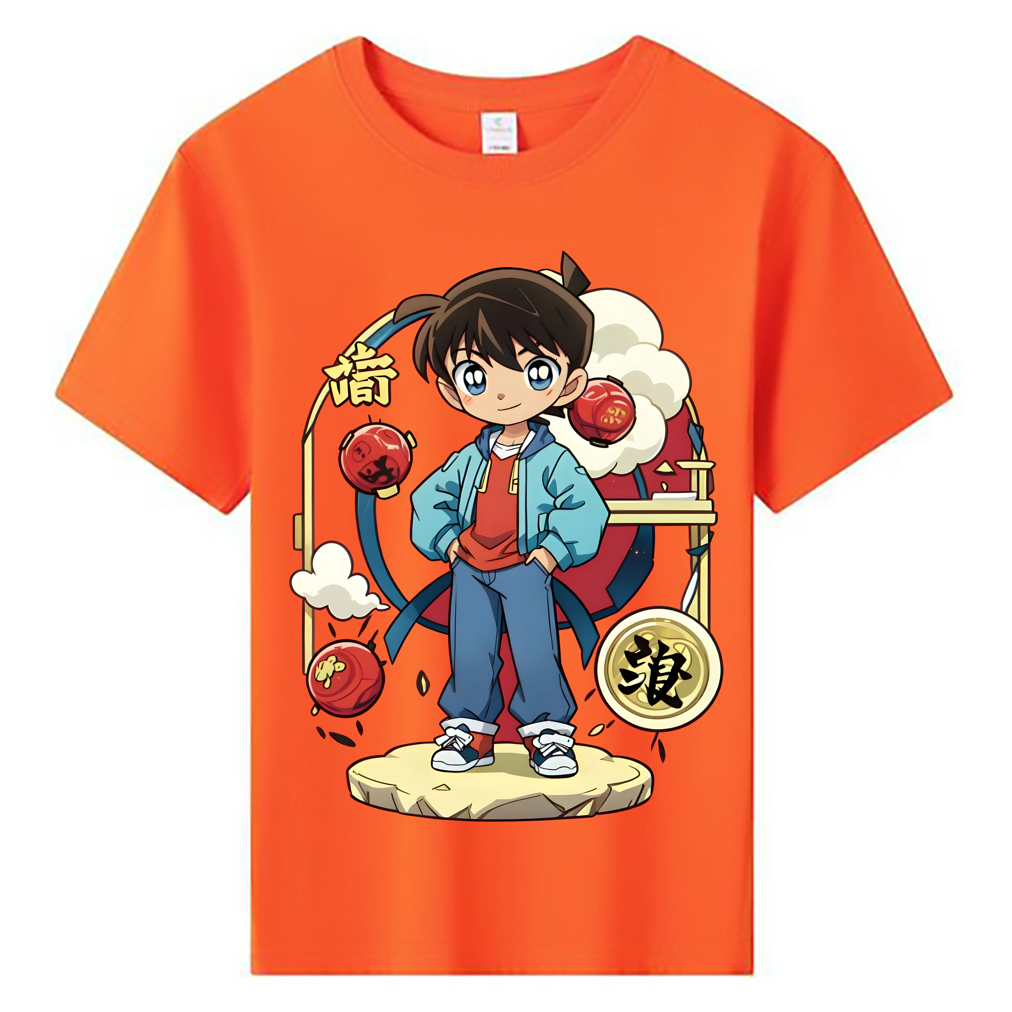 （画像用） 名探偵コナン 江戸川 コナン Detective Conan Conan Edogawa 綿100％キッズTシャツ（フロントプリント）