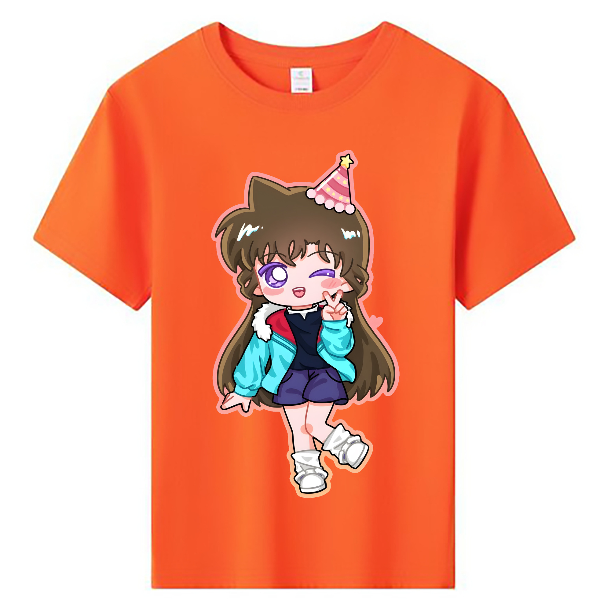 （画像用） 名探偵コナン 毛利 蘭 もうり らん、モーリ ラン Detective Conan Rachel Moore 綿100％キッズTシャツ（フロントプリント）