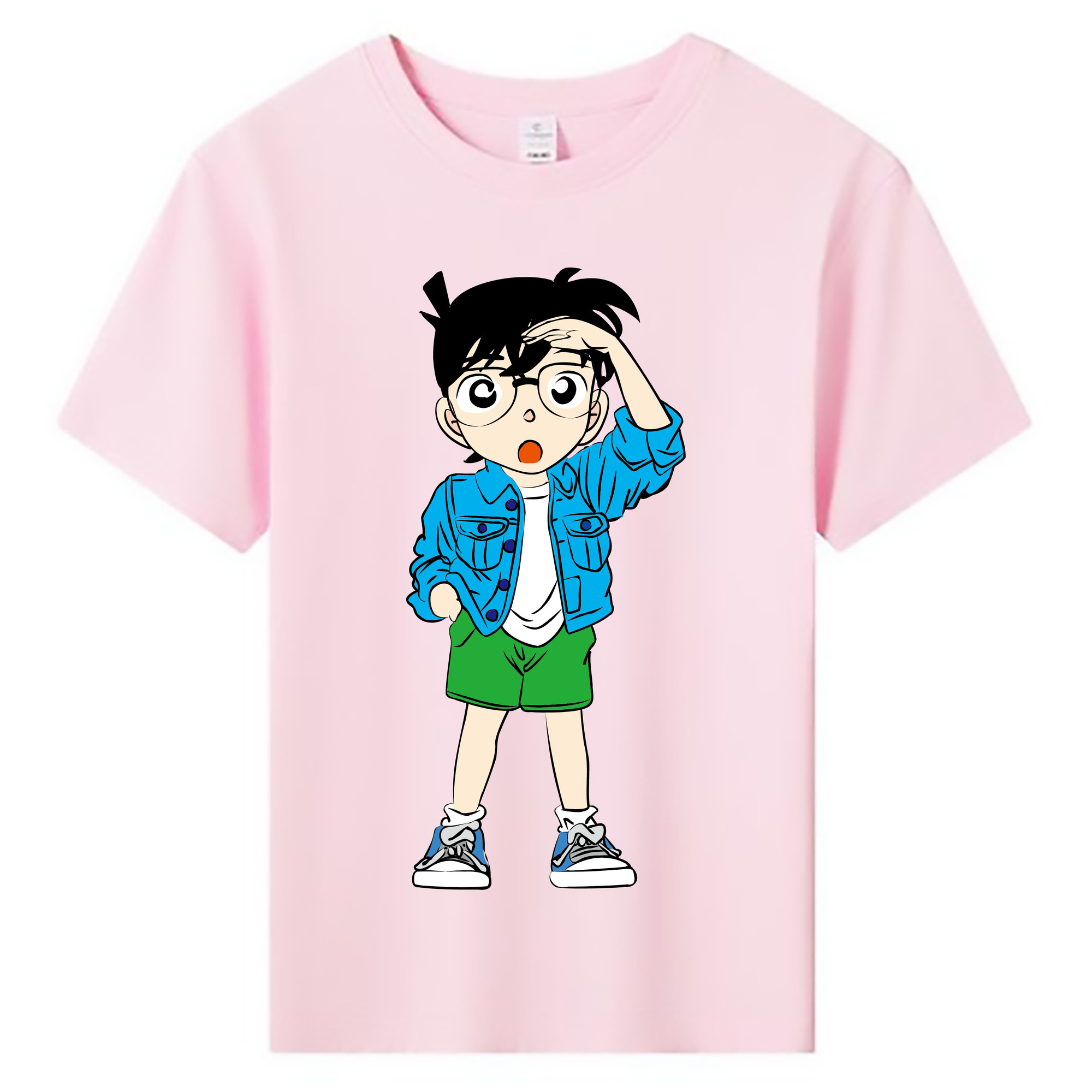 （画像用） 名探偵コナン 江戸川 コナン Detective Conan Conan Edogawa 綿100％キッズTシャツ（フロントプリント）