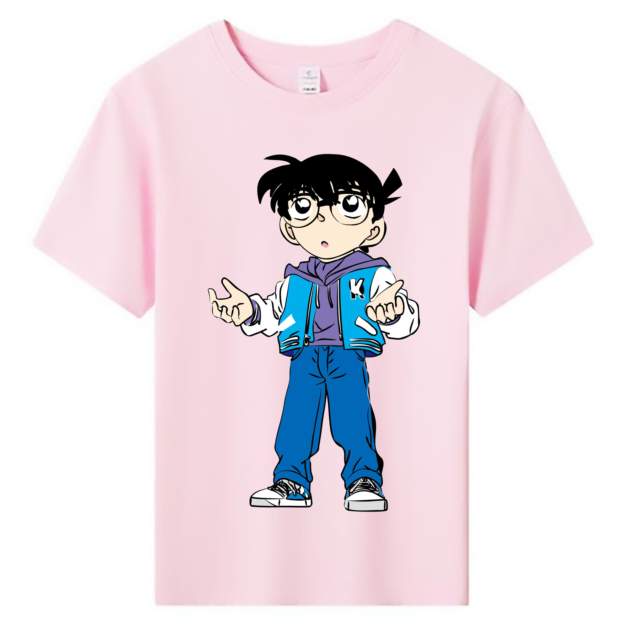 （画像用） 名探偵コナン 江戸川 コナン Detective Conan Conan Edogawa 綿100％キッズTシャツ（フロントプリント）