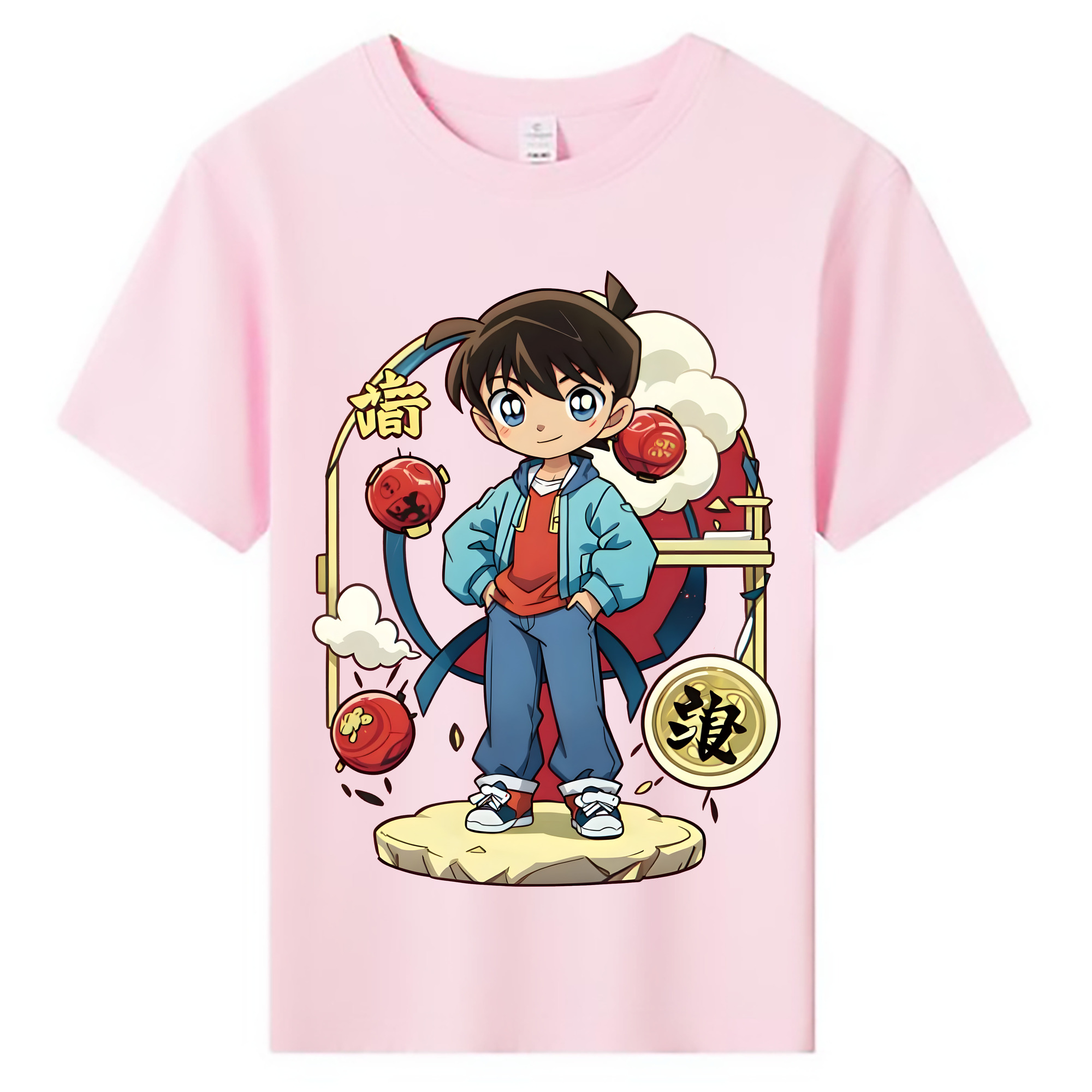 （画像用） 名探偵コナン 江戸川 コナン Detective Conan Conan Edogawa 綿100％キッズTシャツ（フロントプリント）