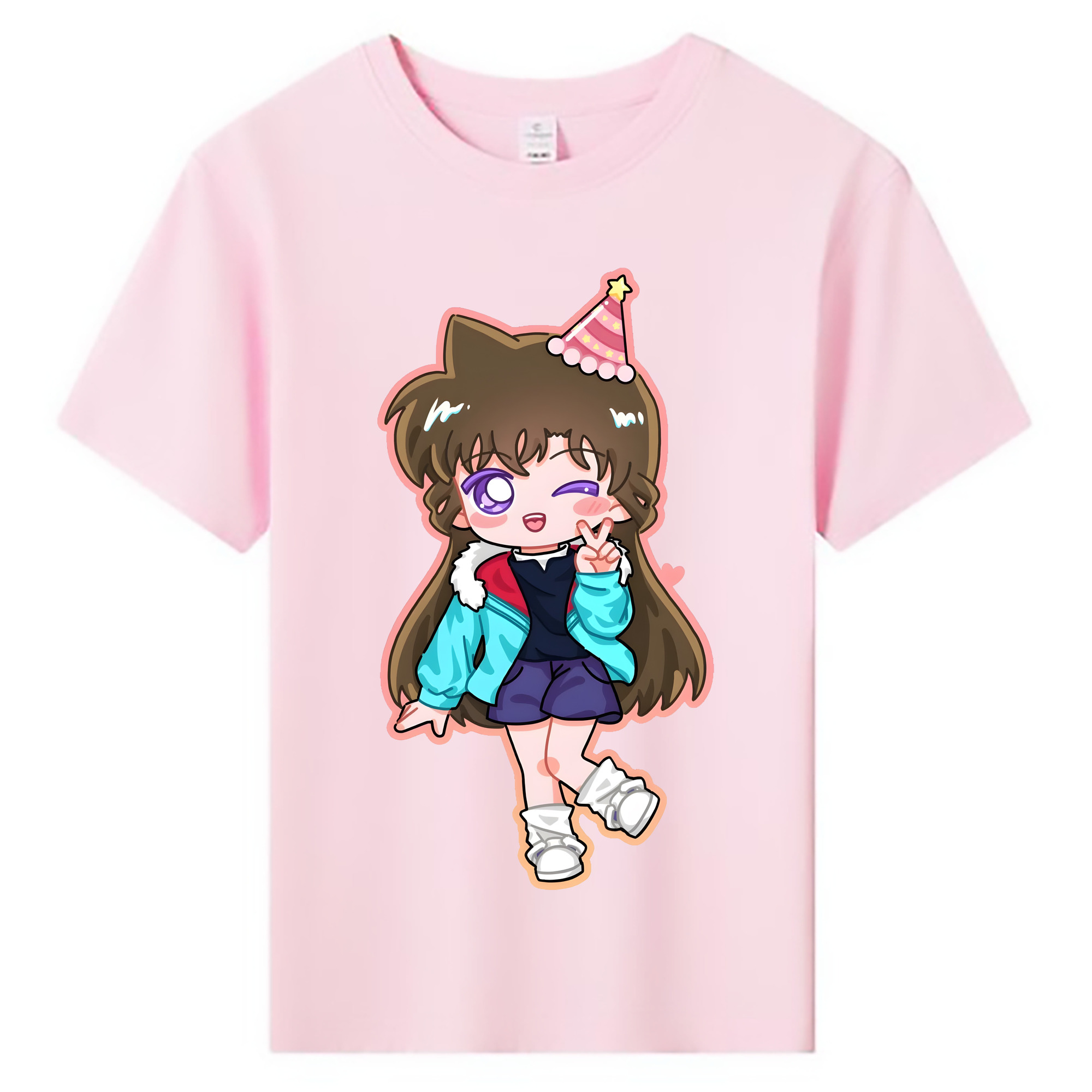（画像用） 名探偵コナン 毛利 蘭 もうり らん、モーリ ラン Detective Conan Rachel Moore 綿100％キッズTシャツ（フロントプリント）