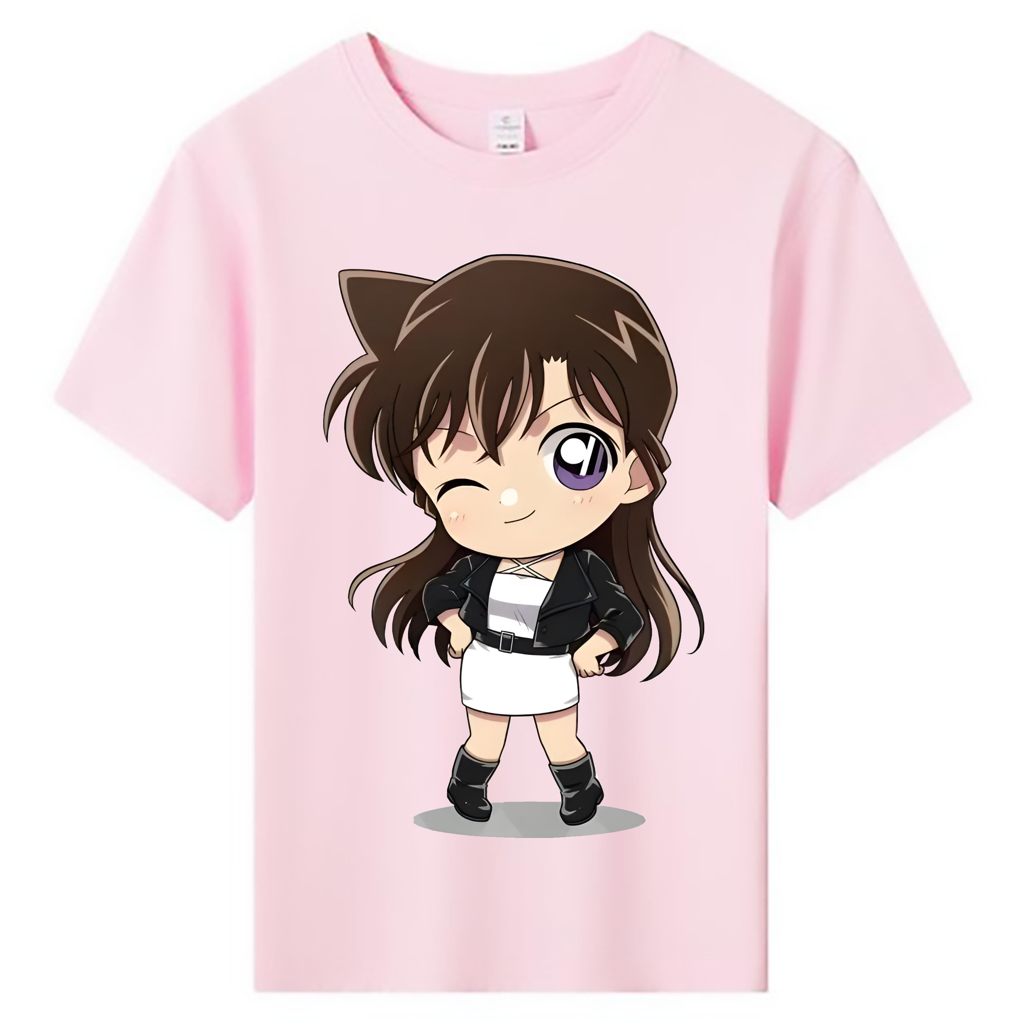 （画像用） 名探偵コナン 毛利 蘭 もうり らん、モーリ ラン Detective Conan Rachel Moore 綿100％キッズTシャツ（フロントプリント）