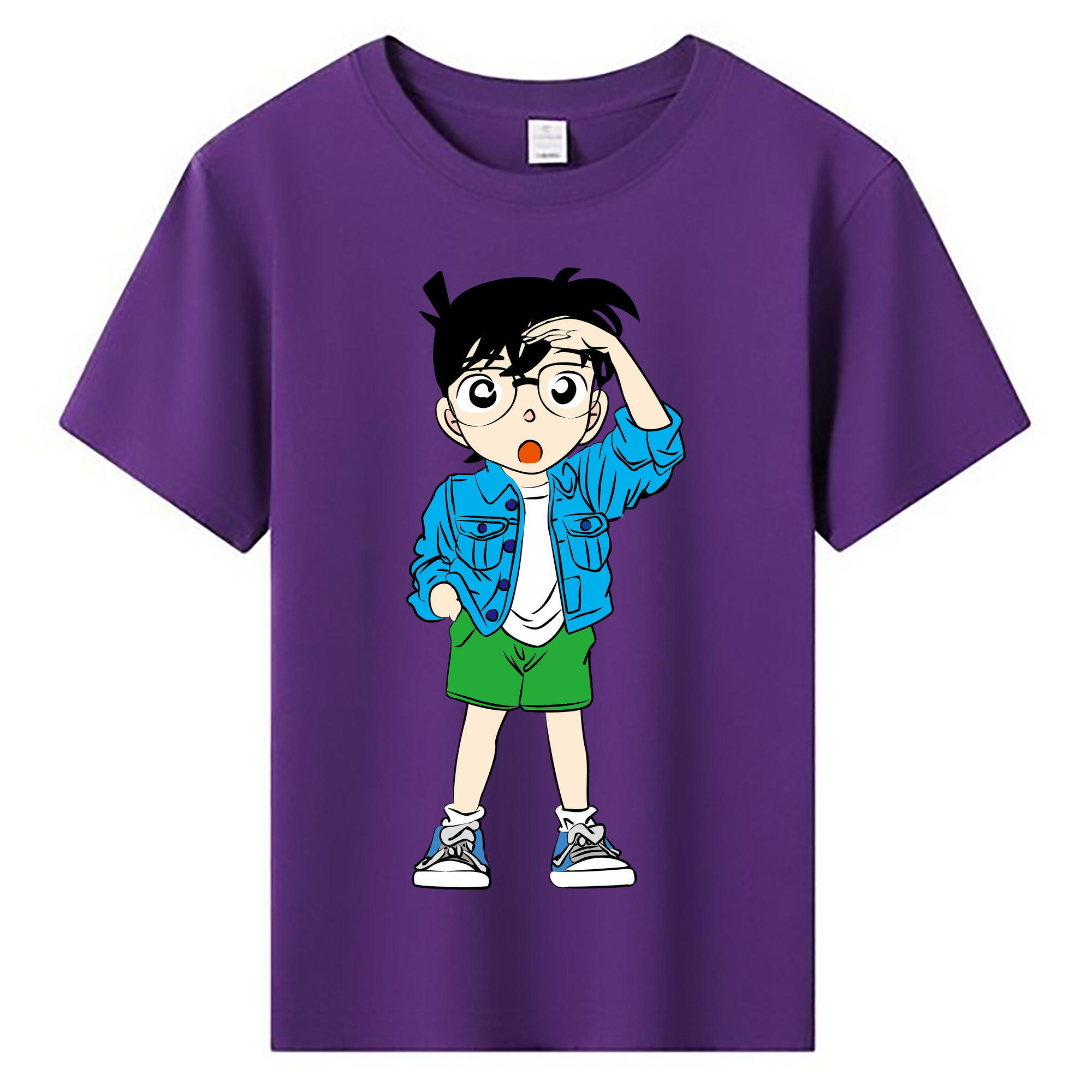 （画像用） 名探偵コナン 江戸川 コナン Detective Conan Conan Edogawa 綿100％キッズTシャツ（フロントプリント）