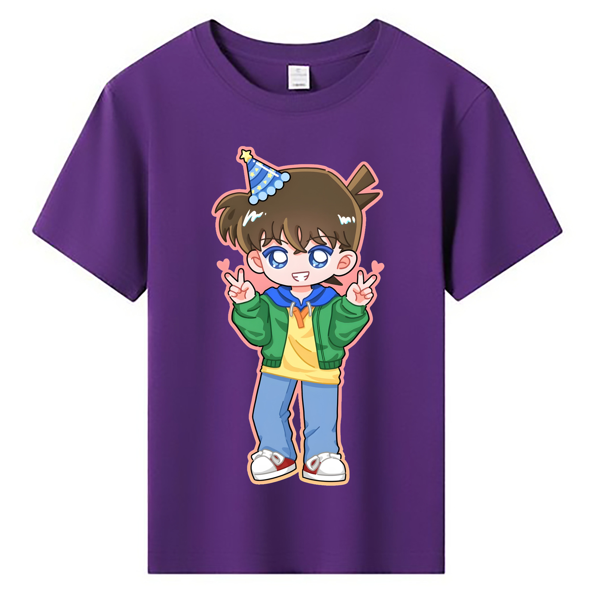 （画像用） 名探偵コナン 江戸川 コナン Detective Conan Conan Edogawa 綿100％キッズTシャツ（フロントプリント）