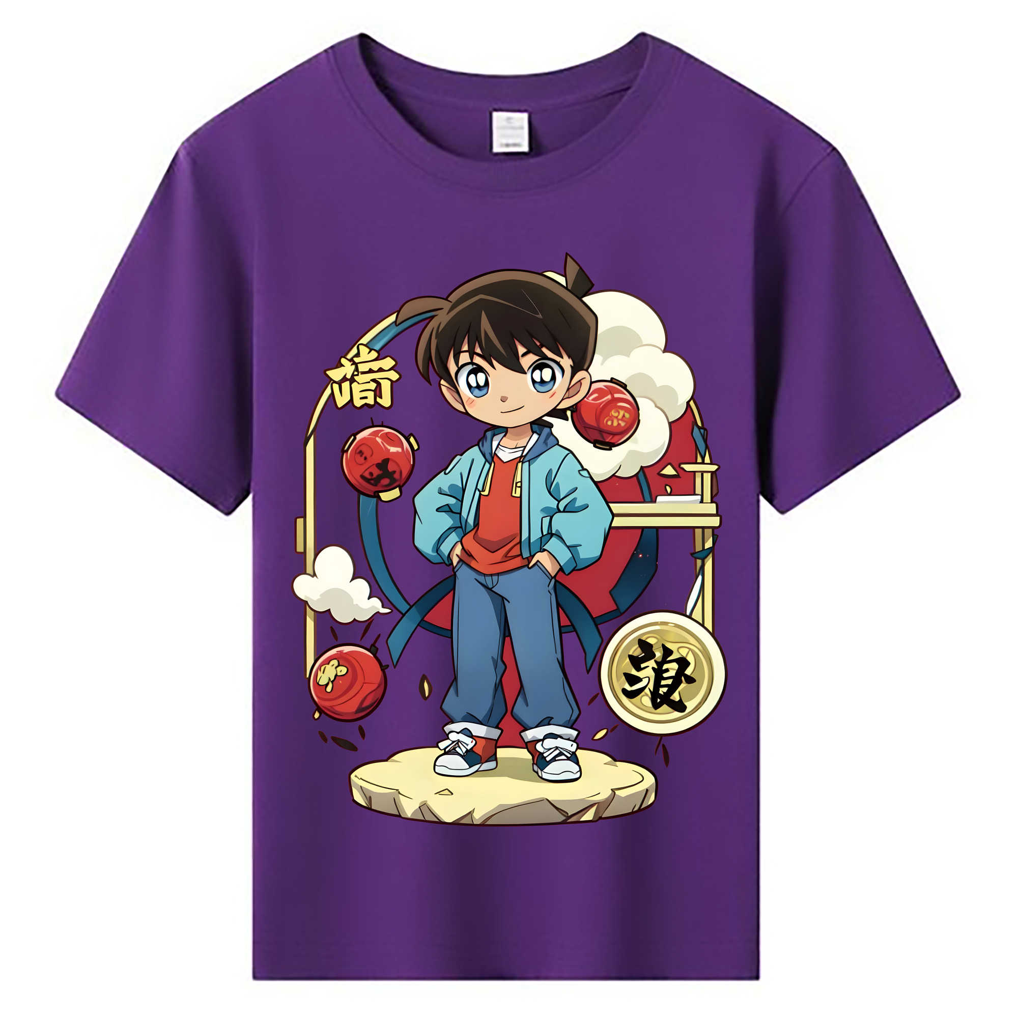 （画像用） 名探偵コナン 江戸川 コナン Detective Conan Conan Edogawa 綿100％キッズTシャツ（フロントプリント）