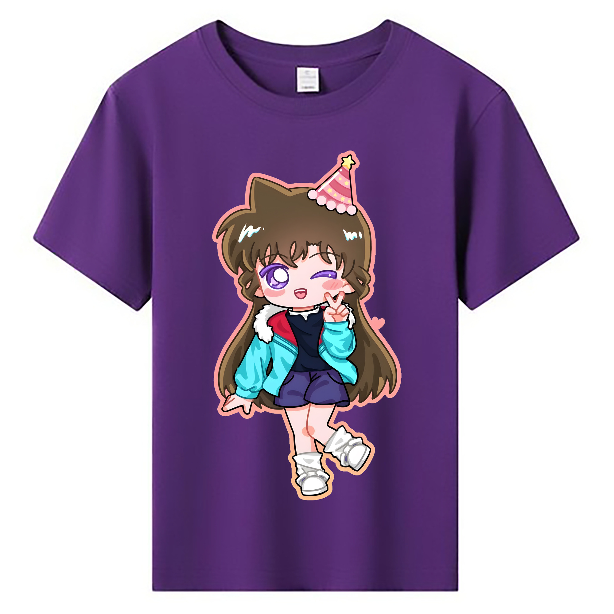 （画像用） 名探偵コナン 毛利 蘭 もうり らん、モーリ ラン Detective Conan Rachel Moore 綿100％キッズTシャツ（フロントプリント）