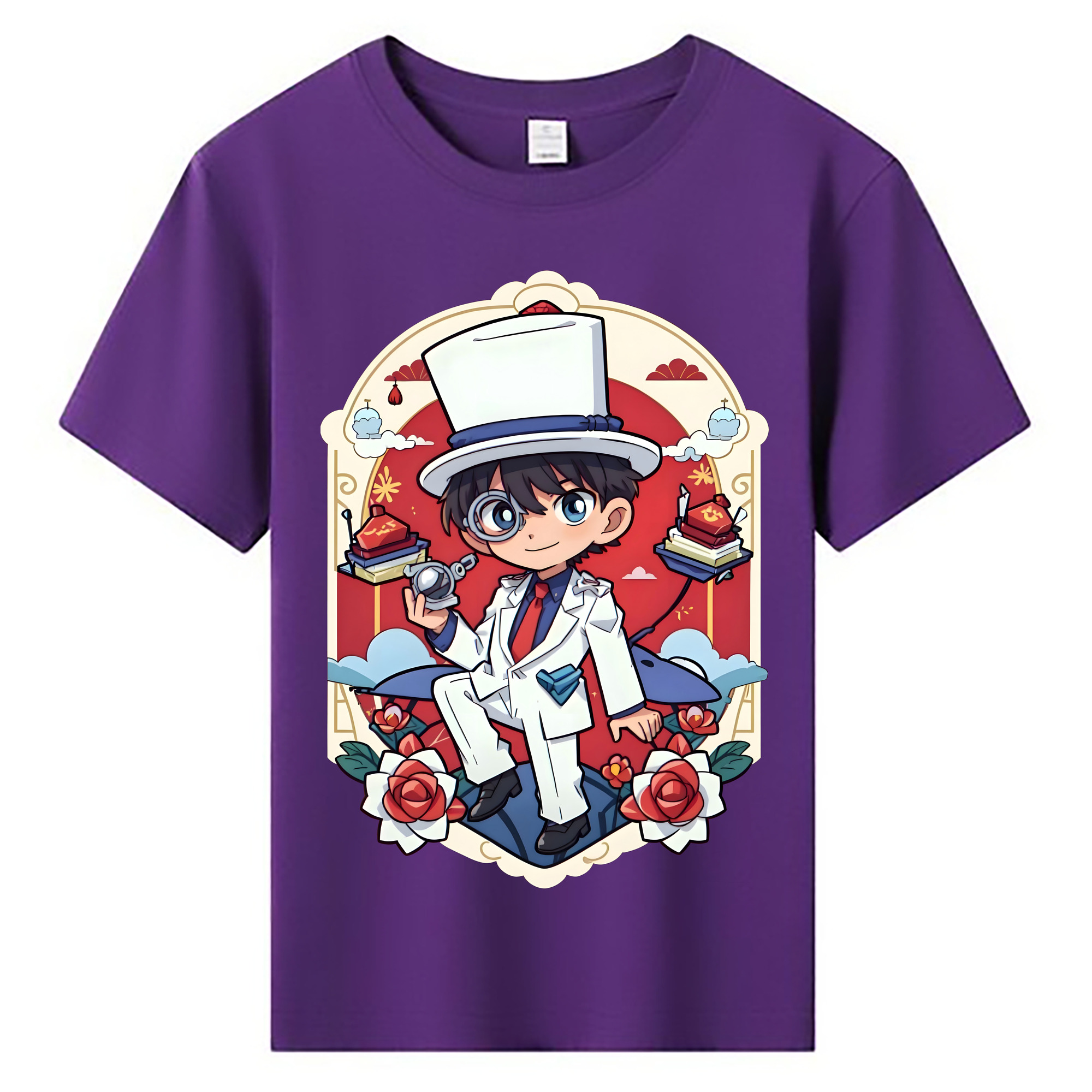 （画像用） 名探偵コナン くろば かいと Detective Conan Kuroba Kaito 綿100％キッズTシャツ（フロントプリント）