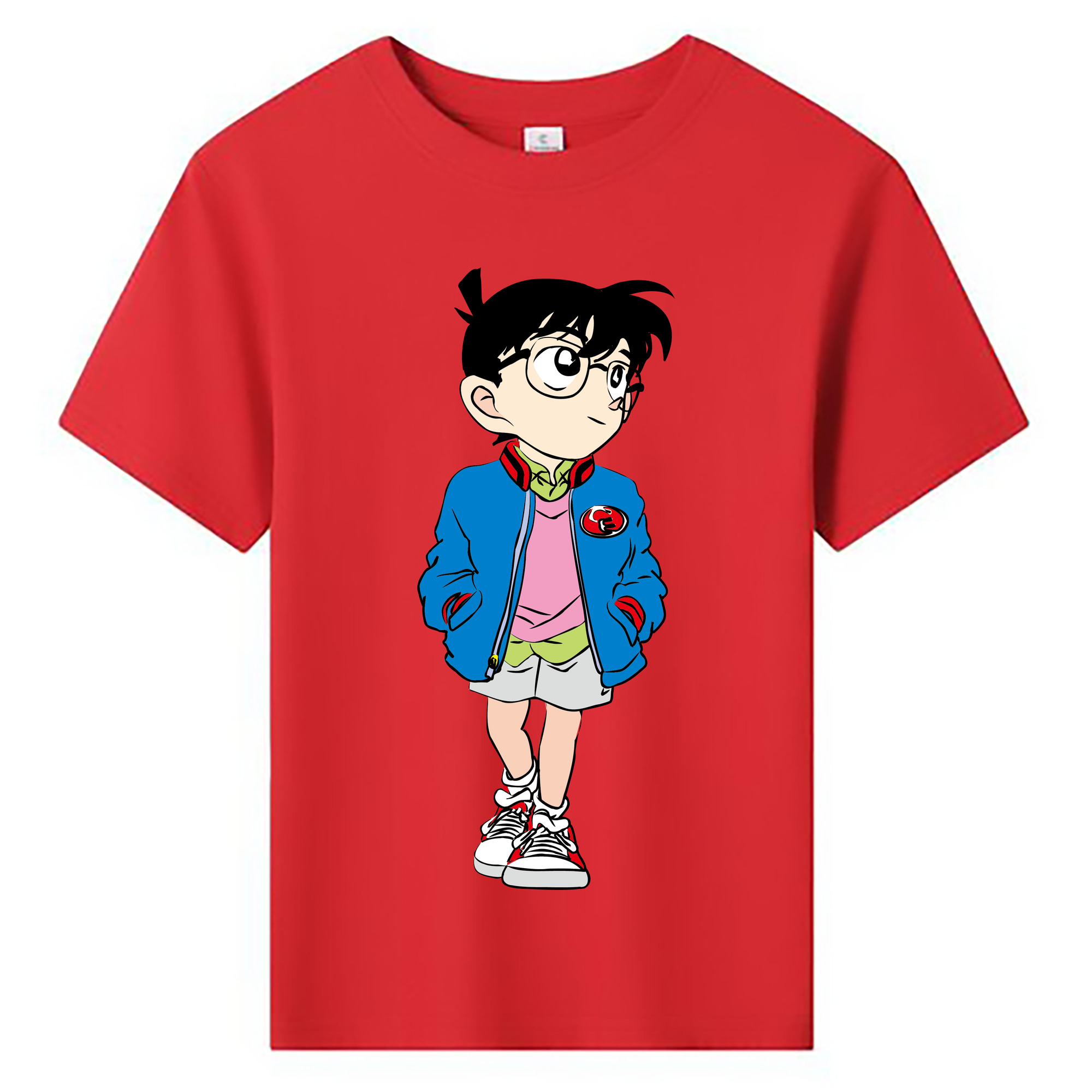 （画像用） 名探偵コナン 江戸川 コナン Detective Conan Conan Edogawa 綿100％キッズTシャツ（フロントプリント）