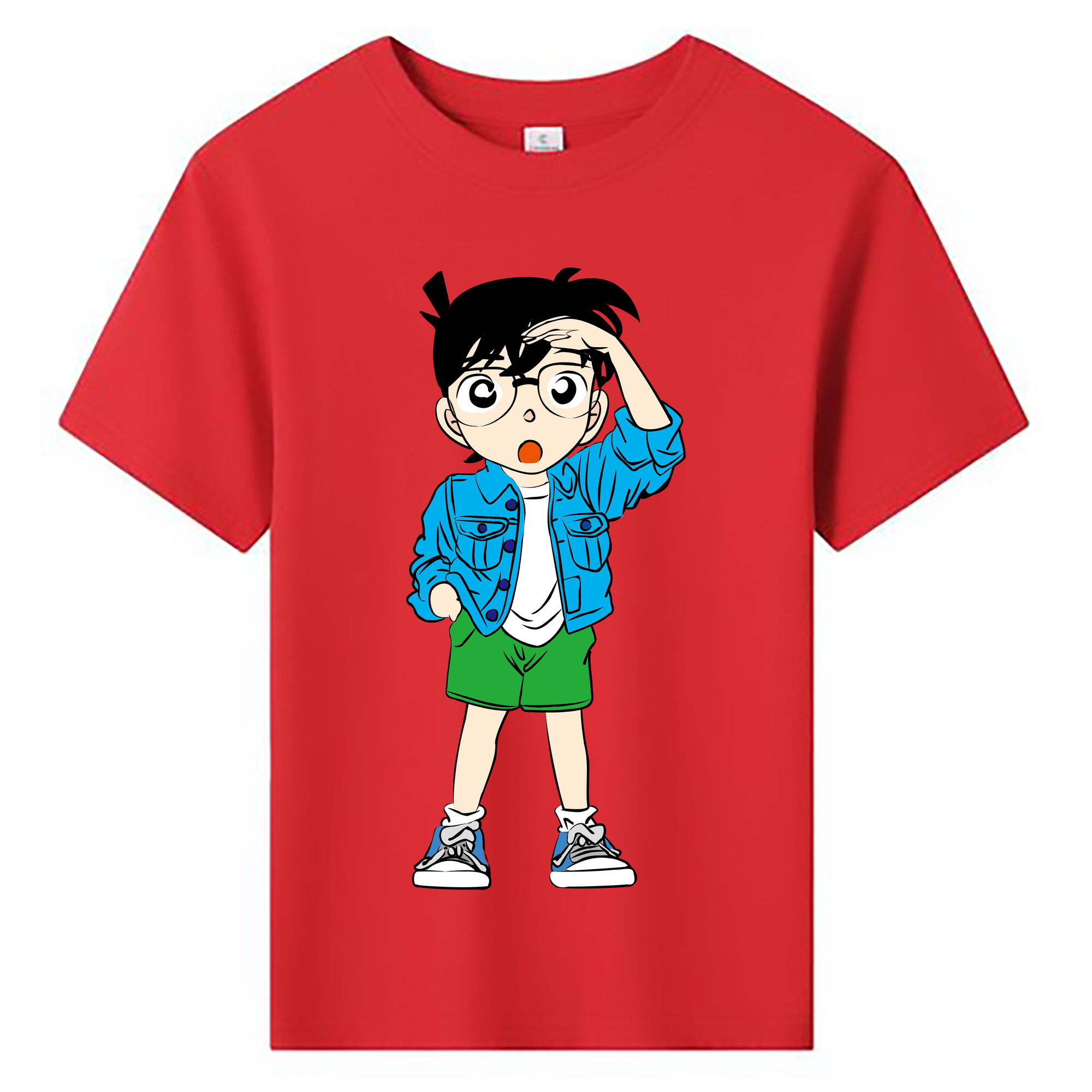 （画像用） 名探偵コナン 江戸川 コナン Detective Conan Conan Edogawa 綿100％キッズTシャツ（フロントプリント）