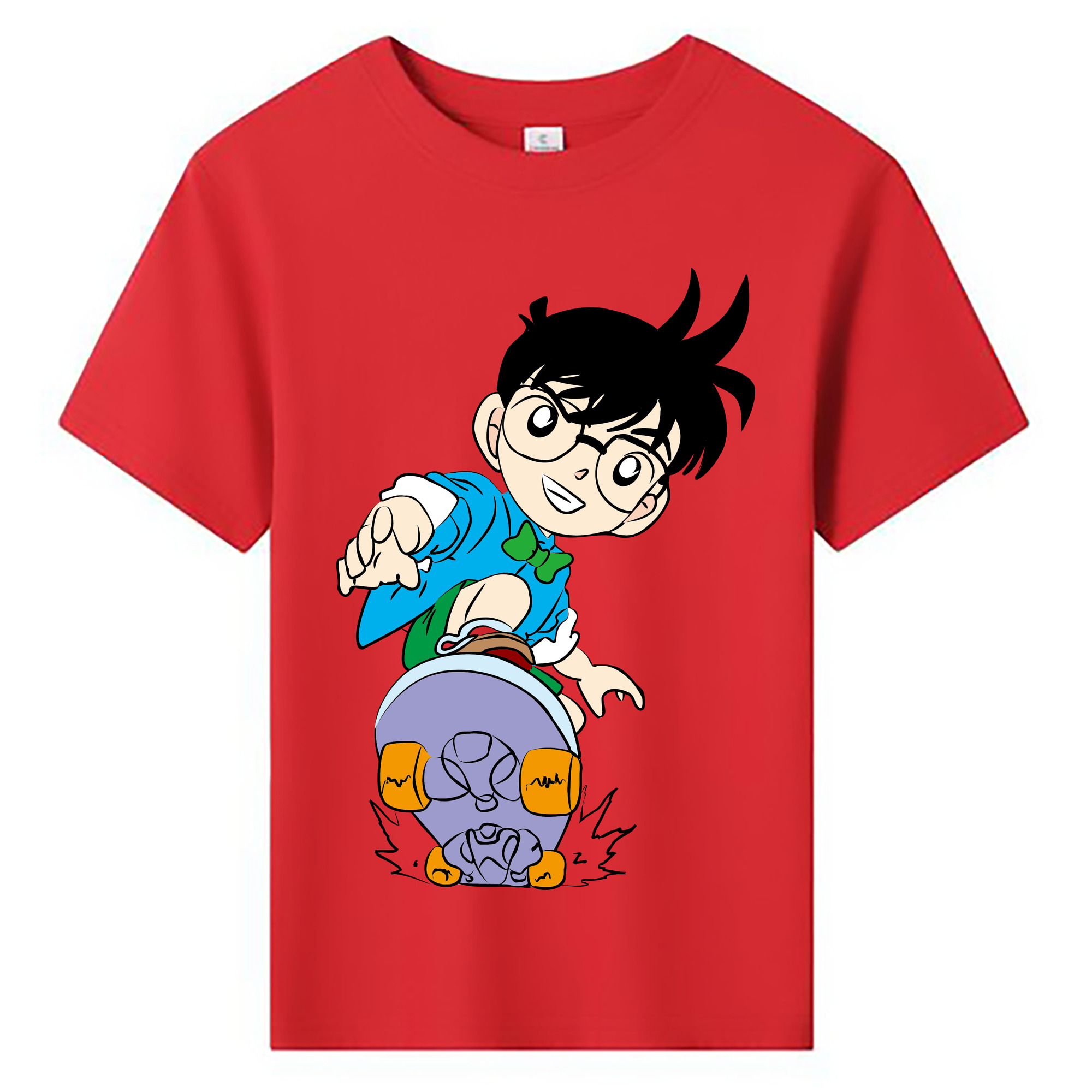 （画像用） 名探偵コナン 江戸川 コナン Detective Conan Conan Edogawa 綿100％キッズTシャツ（フロントプリント）