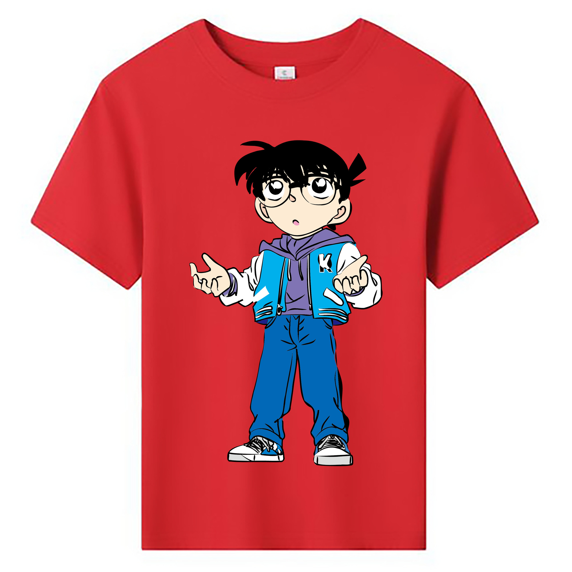 （画像用） 名探偵コナン 江戸川 コナン Detective Conan Conan Edogawa 綿100％キッズTシャツ（フロントプリント）