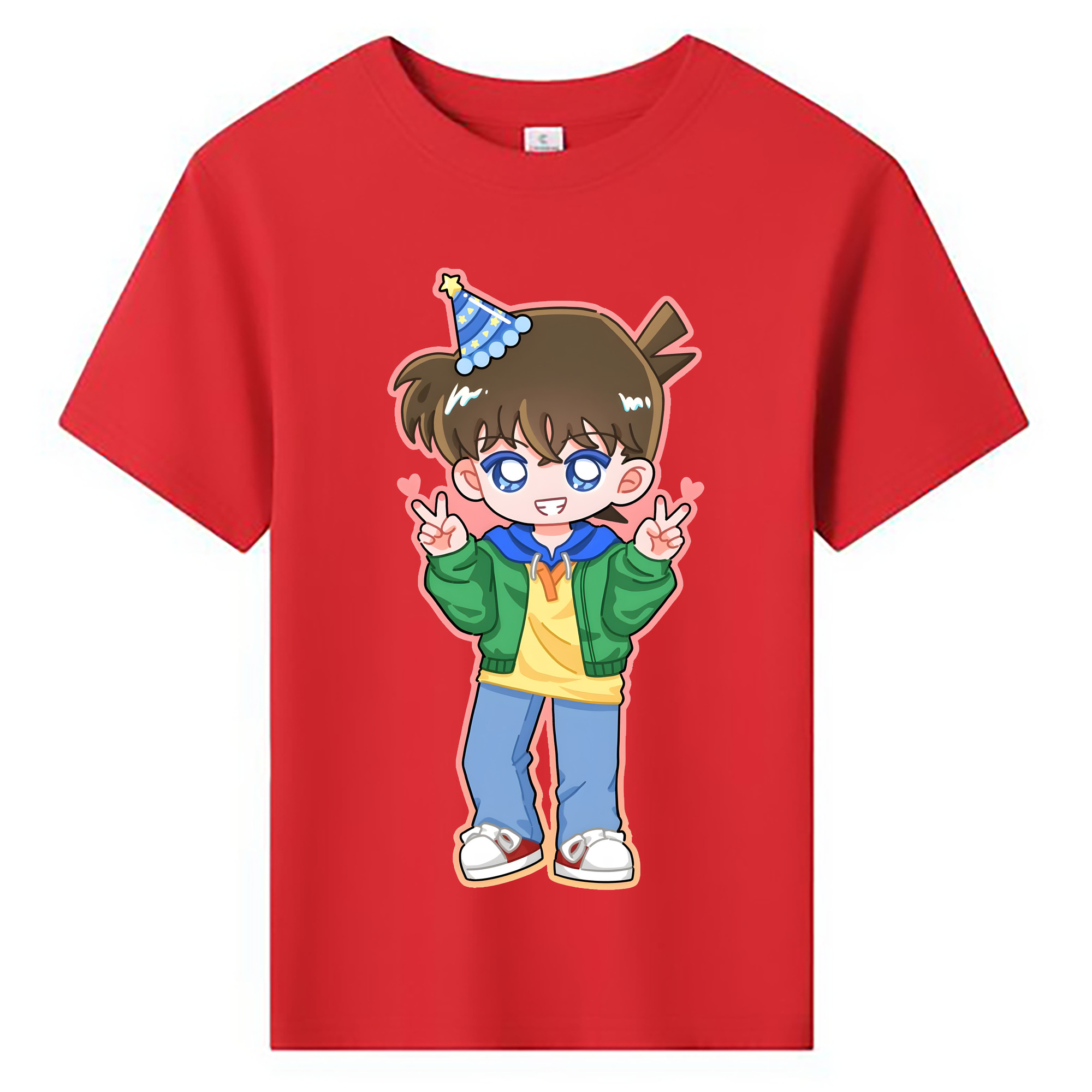 （画像用） 名探偵コナン 江戸川 コナン Detective Conan Conan Edogawa 綿100％キッズTシャツ（フロントプリント）