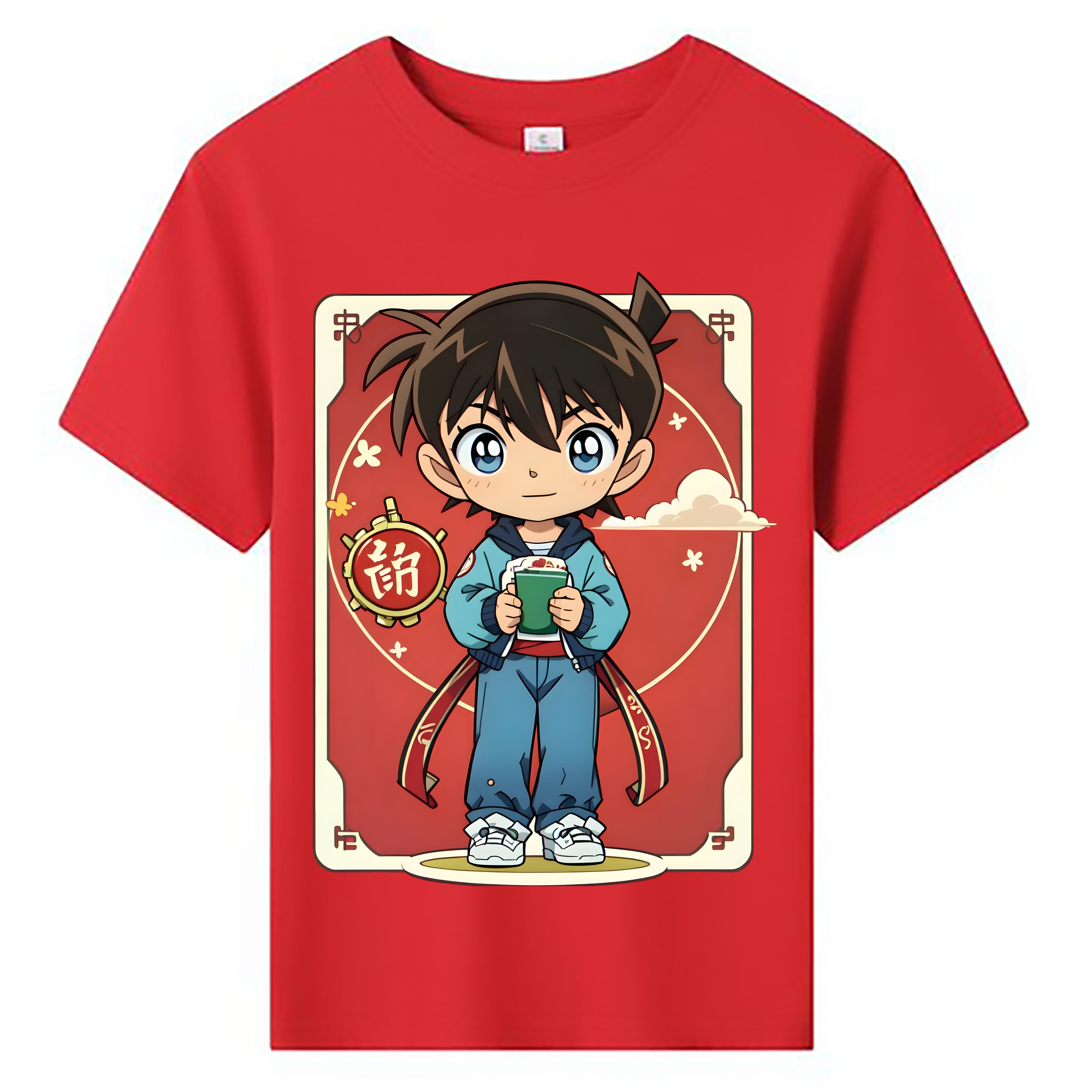 （画像用） 名探偵コナン 江戸川 コナン Detective Conan Conan Edogawa 綿100％キッズTシャツ（フロントプリント）